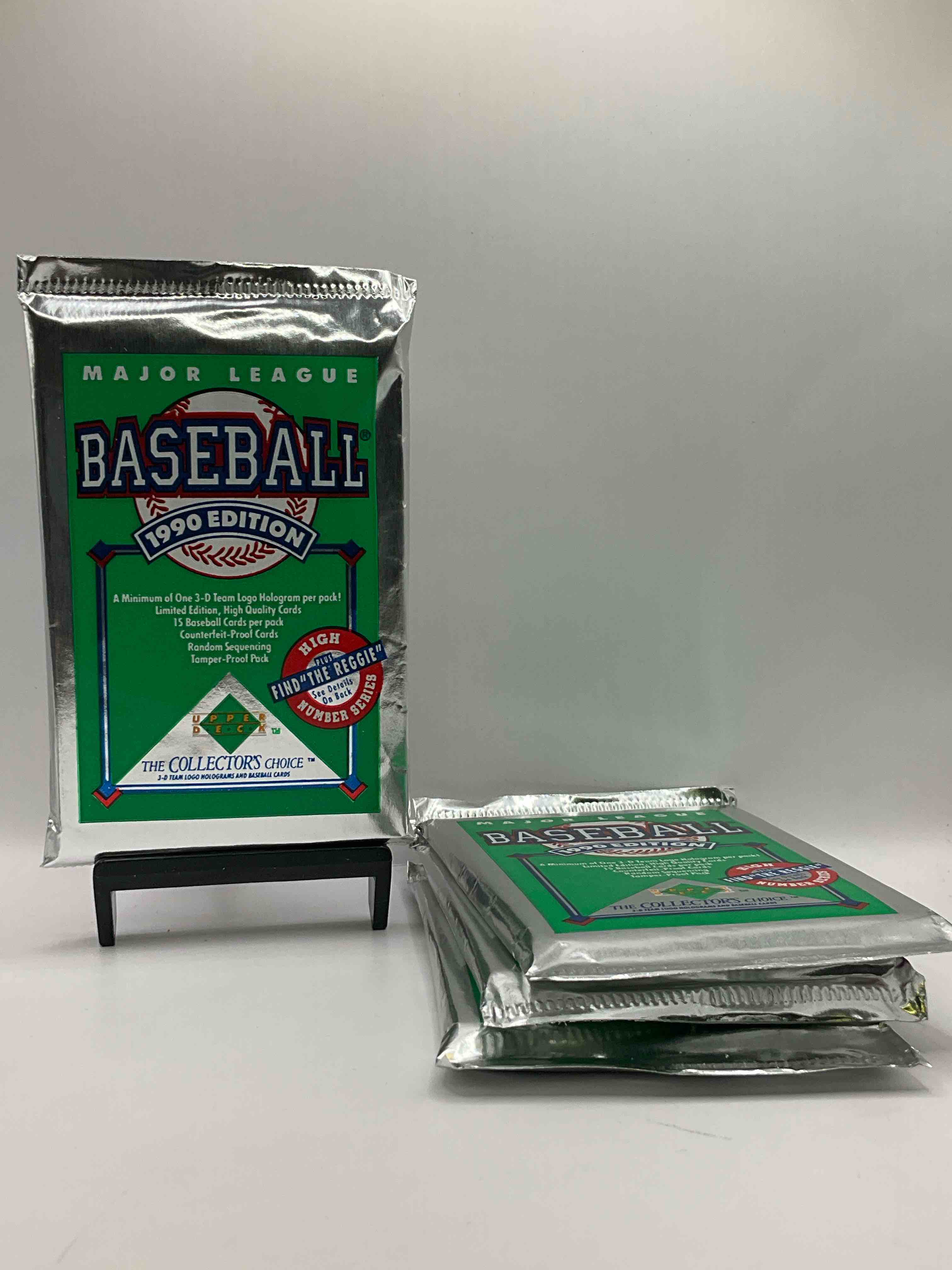 1990 Upper Deck Baseball Unopened Sports Trading Card Packs! Direct From Original Box! Look For Possible Collector’s 3D Team Logo Card! As Well As Early Ken Griffey Jr. Cards!