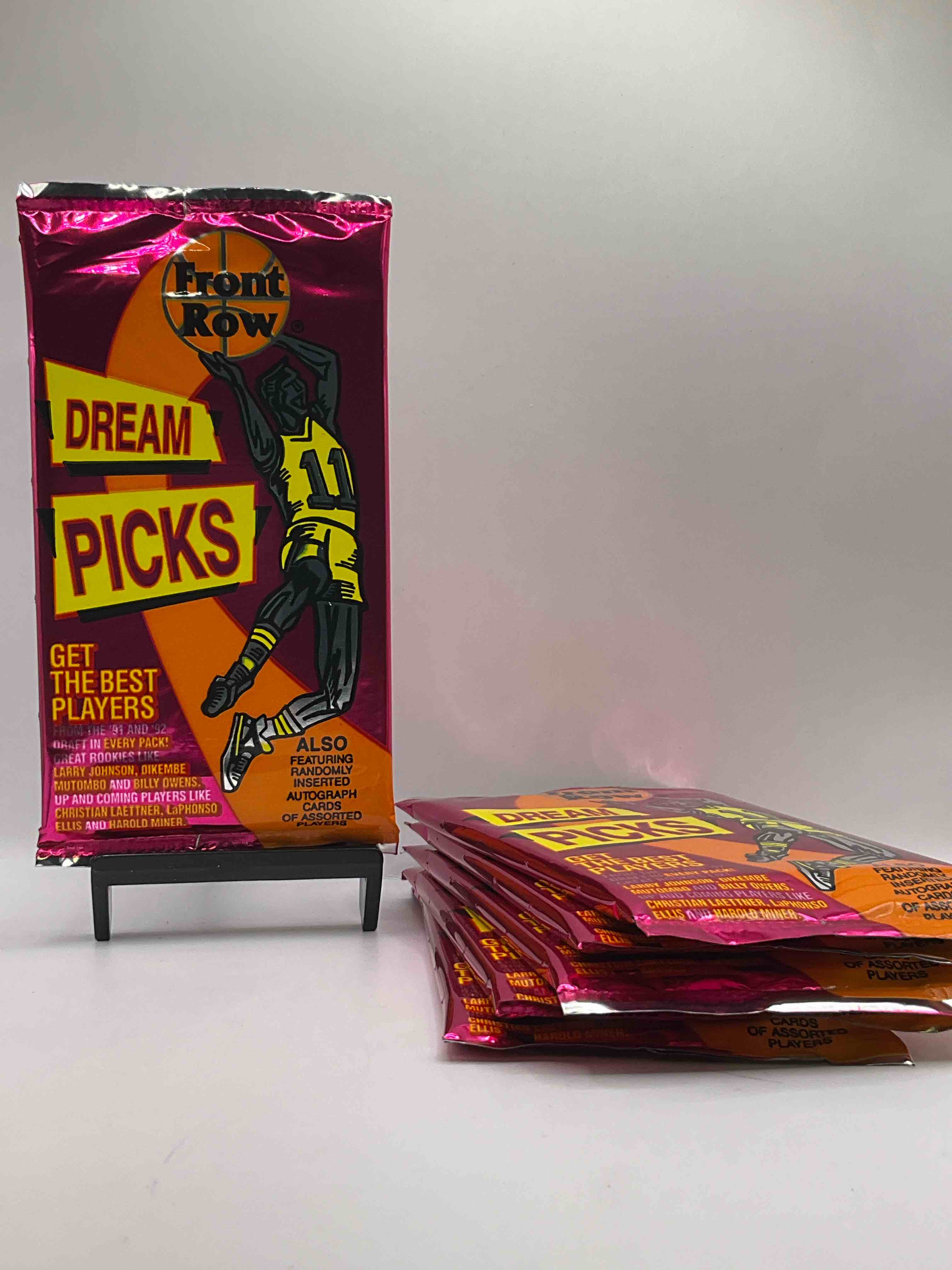 1991 Throwback Rarity! Here's Something You've Probably NEVER Seen! 1991 Front Row College Basketball / NBA Unopened Sealed Packs, Direct From Sealed Original Retail Case! Includes Randomly Inserted Rare Autograph Cards! Front Row Was The "Original" College Jersey Card Packs Back In The Day & Has Long Been Defunct. These Cards Are Becoming Serious Collector Items Due To Their Scarcity. These Things Are Serious Retro! Own Some Great Sports Card History & Something You'l Rarely See Again!