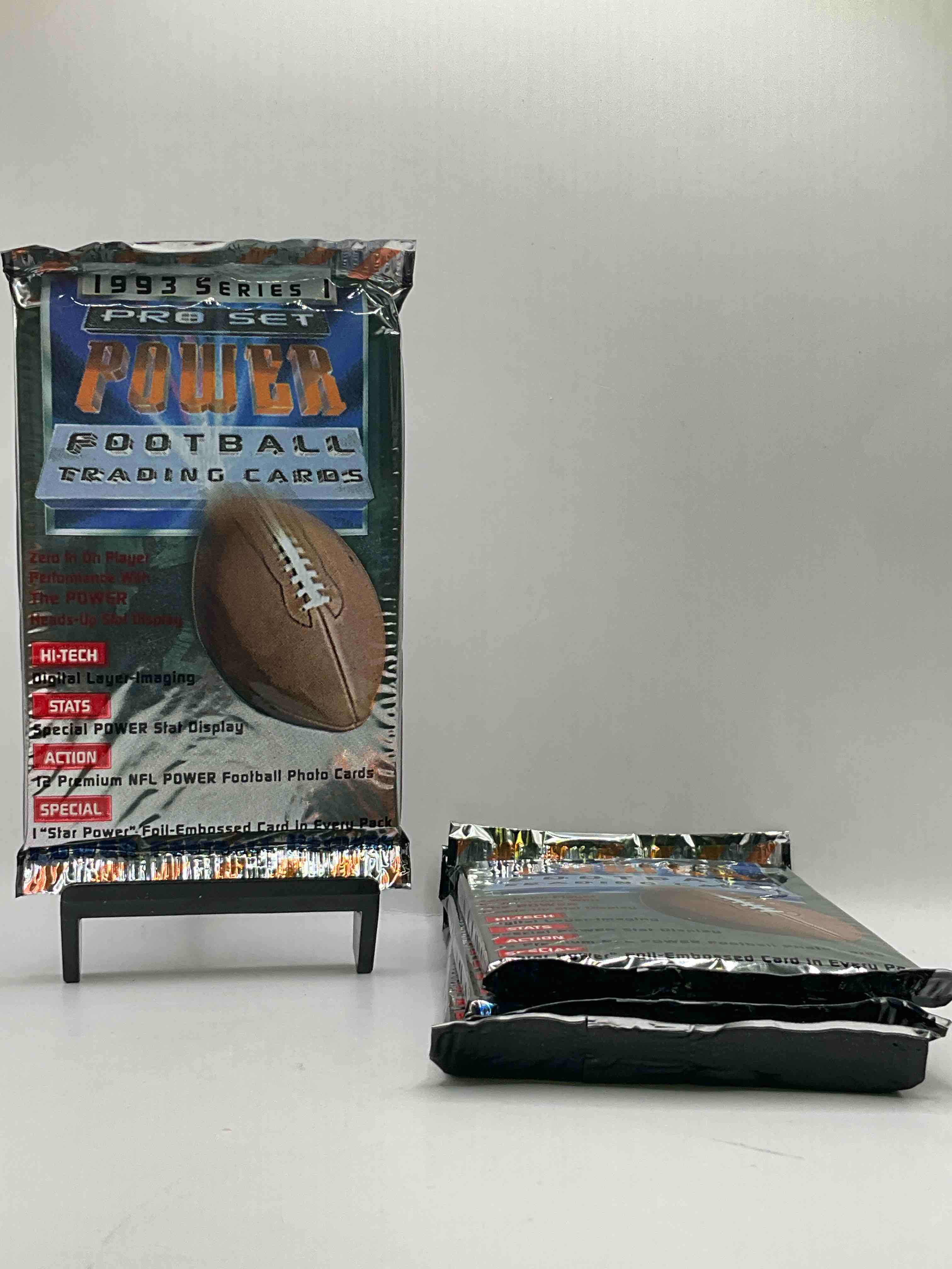 BOOM! 1993 Pro Set POWER Football Trading Cards! One Star Foil Embossed Card In Every Pack! Search For Insane Cards From Joe Montana, Jerry Rice, Jerome Bettis & Drew Bledsoe Rookies, Barry Sanders, Bo Jackson & More! 
