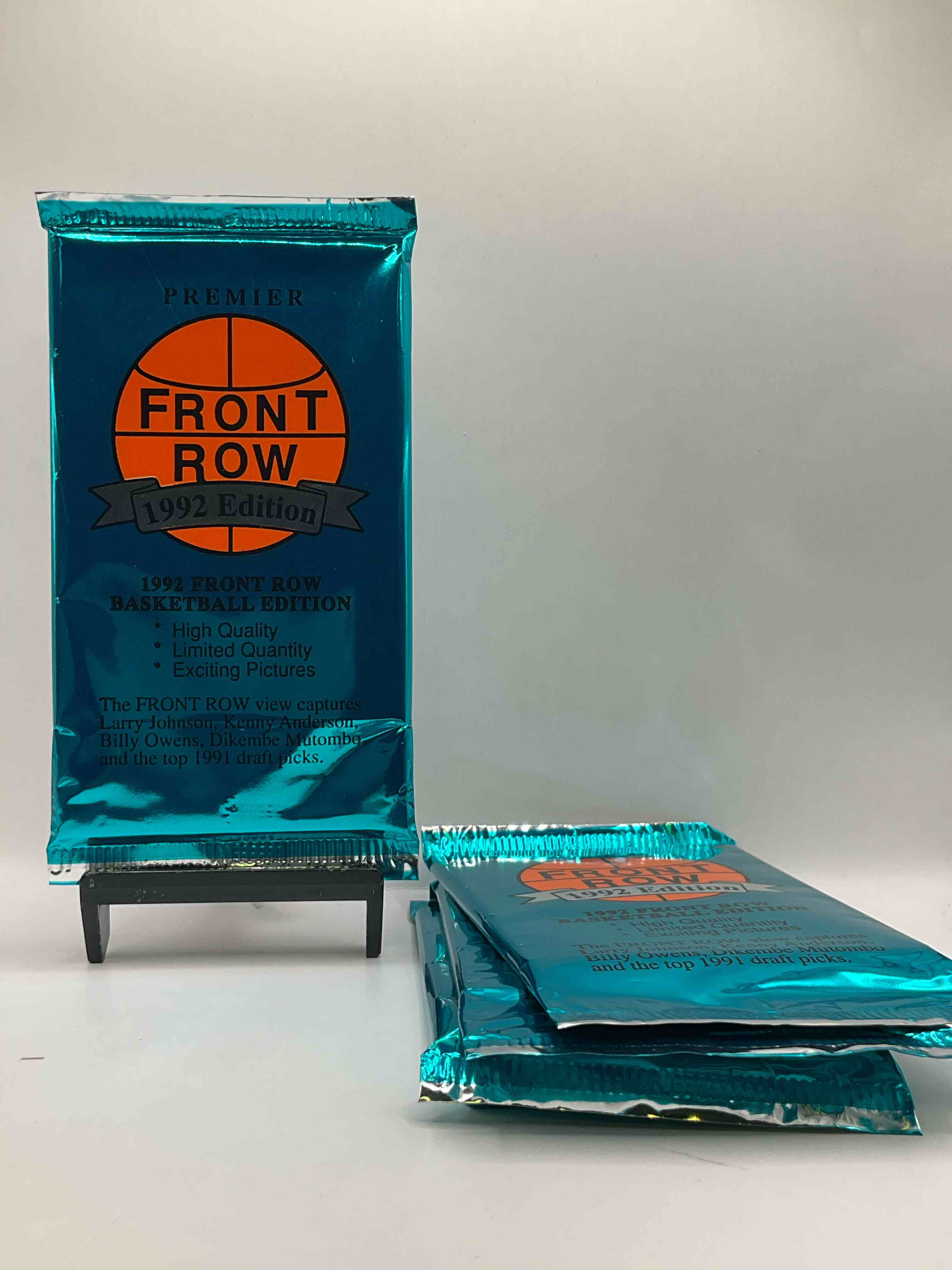 1992 retro rarity! here's something you've probably never seen! 1992 front row college basketball / nba unopened sealed packs! premiere / glossy edition, direct from sealed original retail case! front row was the "original" college jersey card packs back in the day & has long been defunct. these cards are becoming serious collector items due to their scarcity. these things are serious throwback!own some great sports card history & something you'll rarely see again!