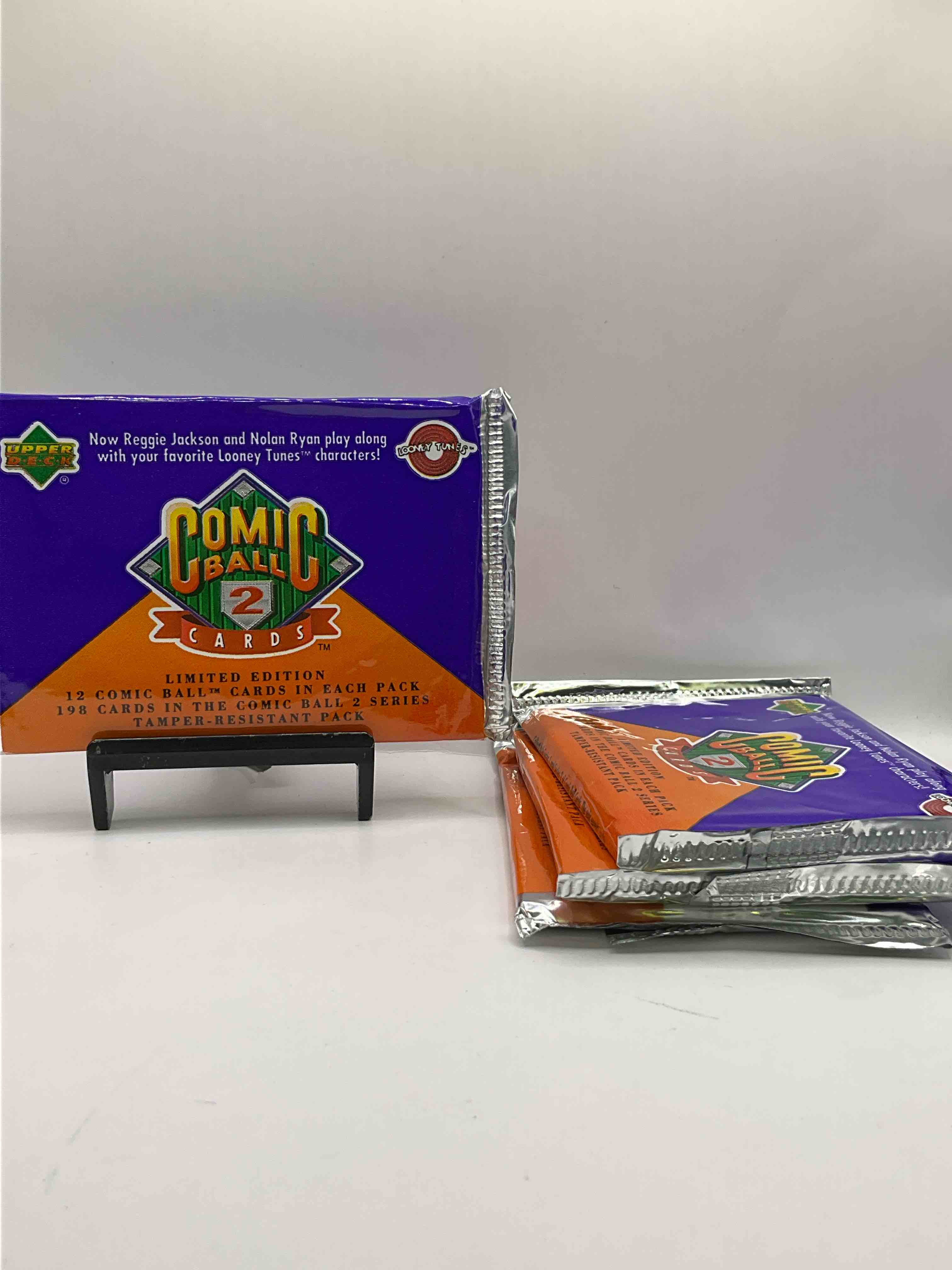 1991 Upper Deck Comic Ball 2 Unopened Packs! 12 Comic Cards Featuring Reggie Jackson & Nolan Ryan Alongside Your Favorite Looney Tunes Characters! 