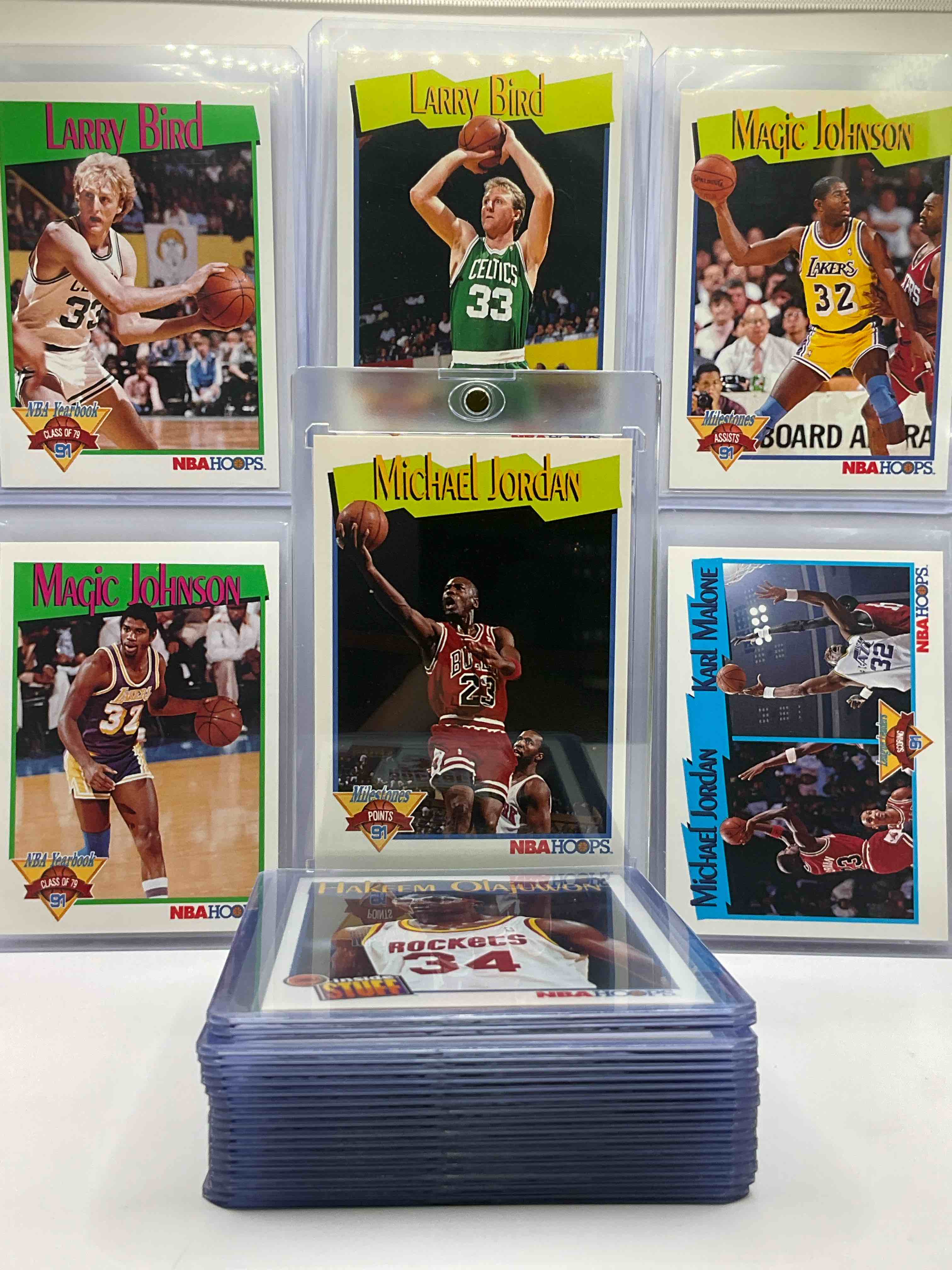 1991/92 NBA Hoops Subset Cards! Milestones, Yearbook & League Leaders! Michael Jordan, Magic Johnson, Larry Bird & More Milestone Cards, Larry Bird, Magic Johnson, Moses Malone & More Yearbook Cards, League Leaders Cards With MJ, Robinson, Olajuwon, Stockton, Rodman, Magic & More! Insane 24 Card Lot!