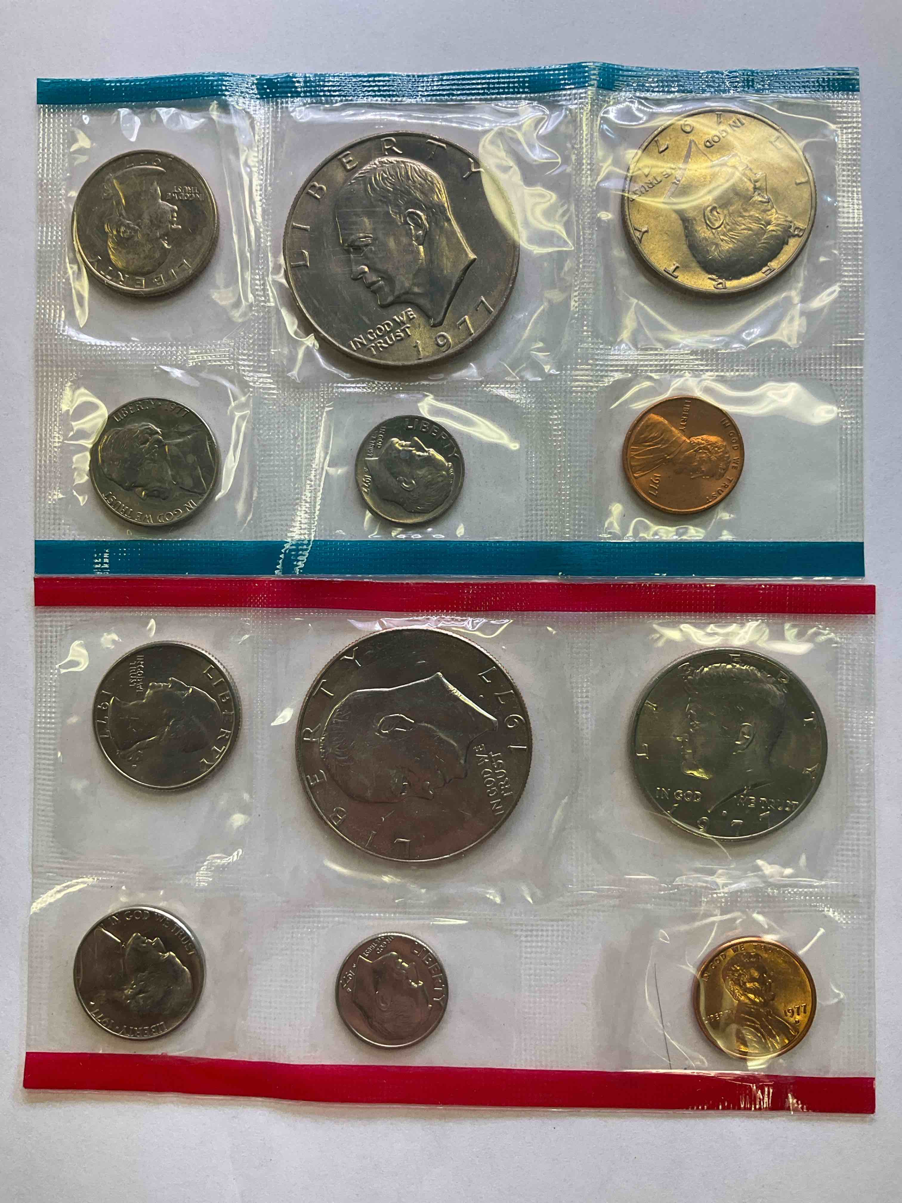 1977 Uncirculated Bicentennial Philadelphia & Denver 12 Coin Mint Set Combo! These Beautiful, Uncirculated Coins Are Rare Pieces Of History! 1977 Dimes, Pennies Half Dollars, Dollars, Nickels & Quarters!