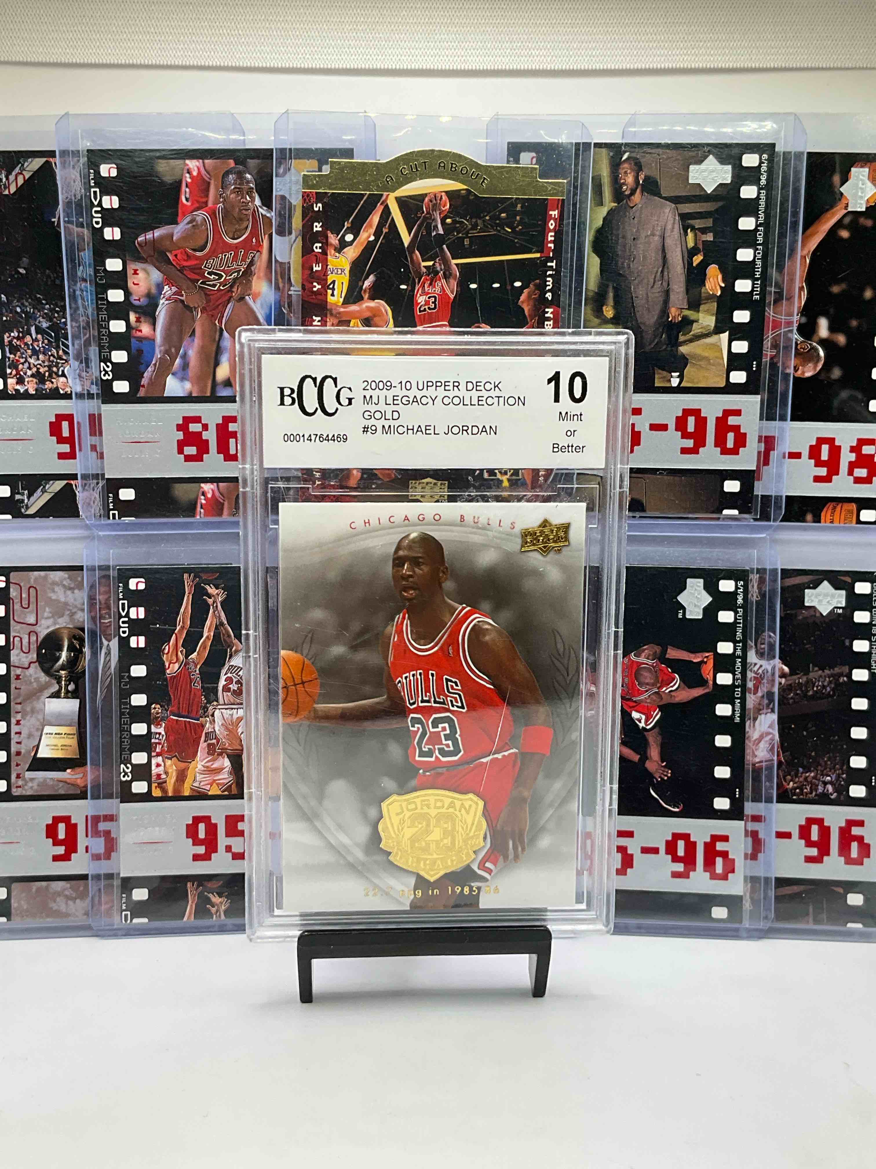 Michael Jordan Mint 10 Upper Deck Legacy Collection Gold Card In Perfect Condition! Along With MJ Upper Deck Film Card Matches! Rare MJ SET!