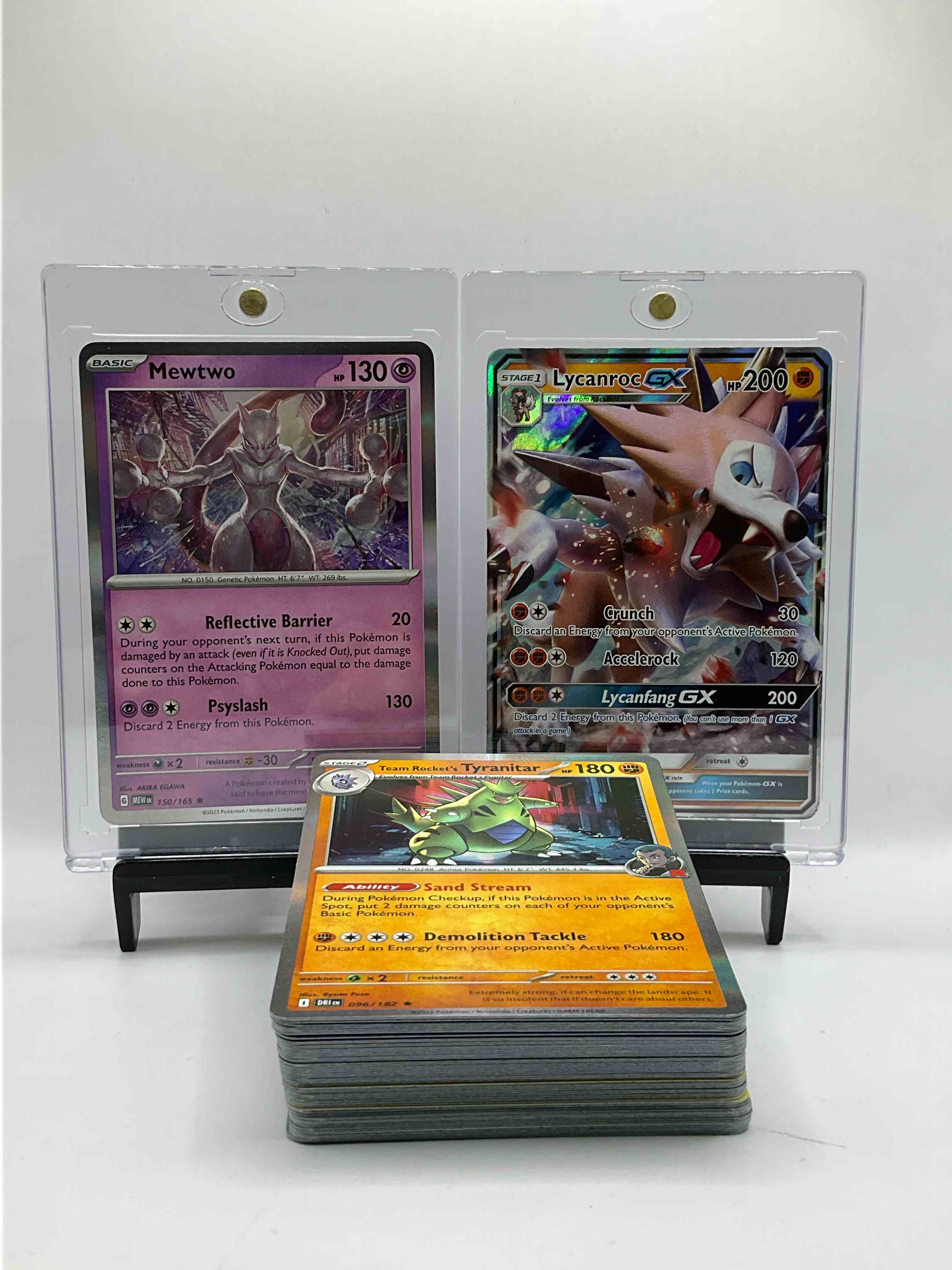 Mewtwo & Lycanroc Holos! Rare Pokemon Cards! Crazy Lycanroc EX Holo Card & Mewtwo Holo Card! Commons, Holos, Heroes & More! Rare Pokemon 50 Card Lot!