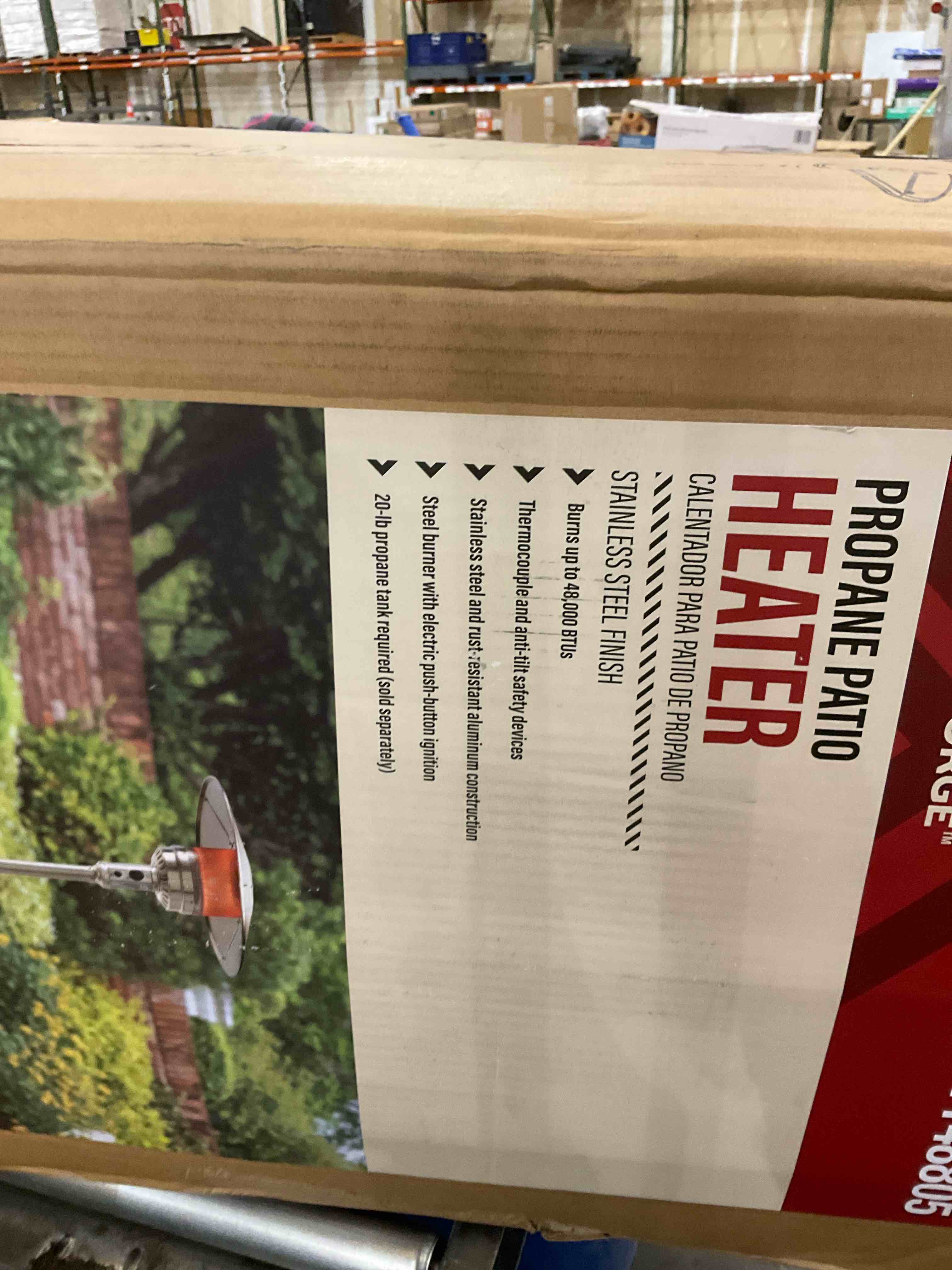 Amazon Basics 46,000 BTU Outdoor Propane Patio Heater with Wheels, Commercial & Residential, Havana Bronze, 32.1 x 32.1 x 91.3 inches (LxWxH)