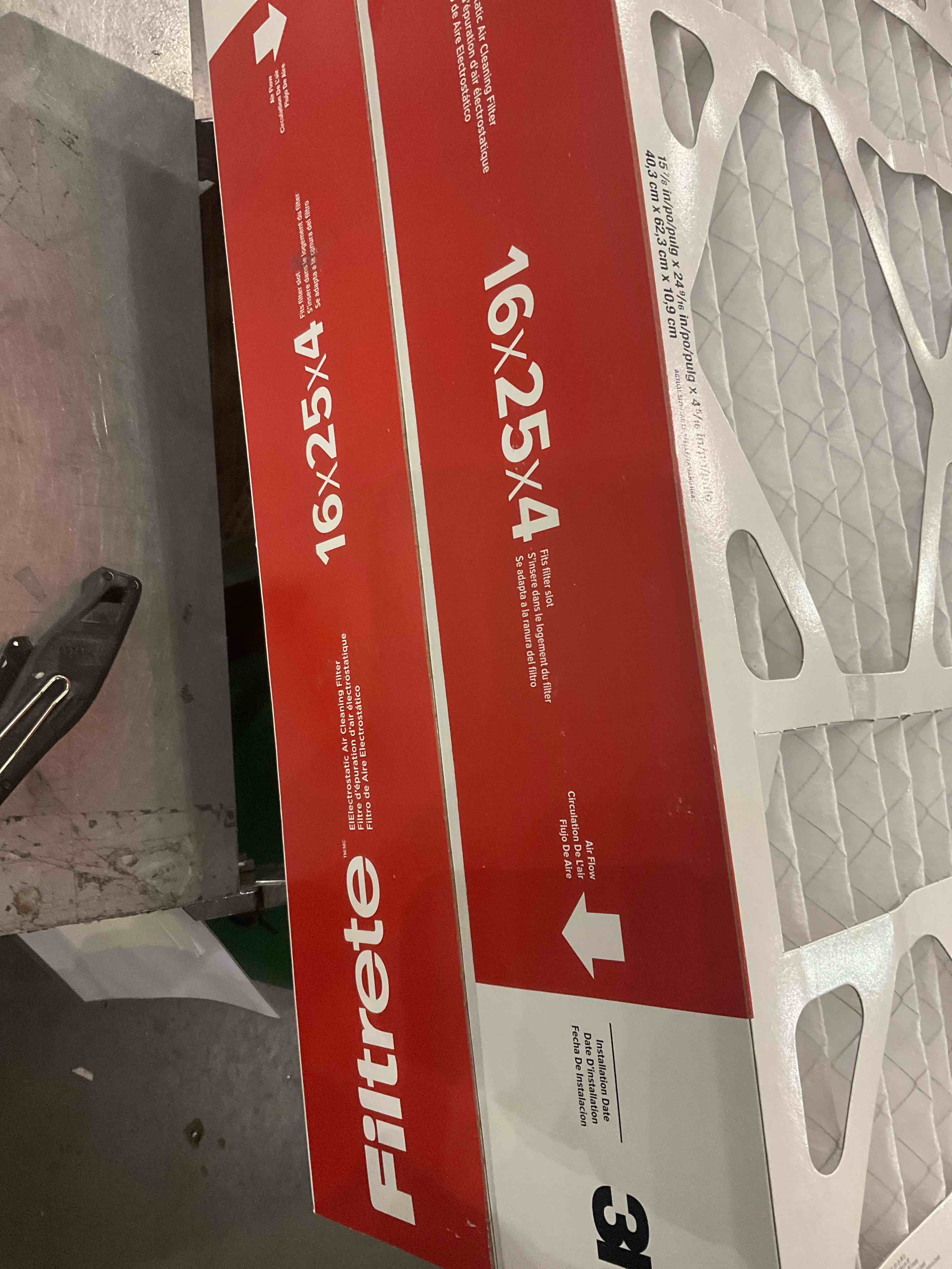 Condition photo showing As Is for 16x25x4 air filters