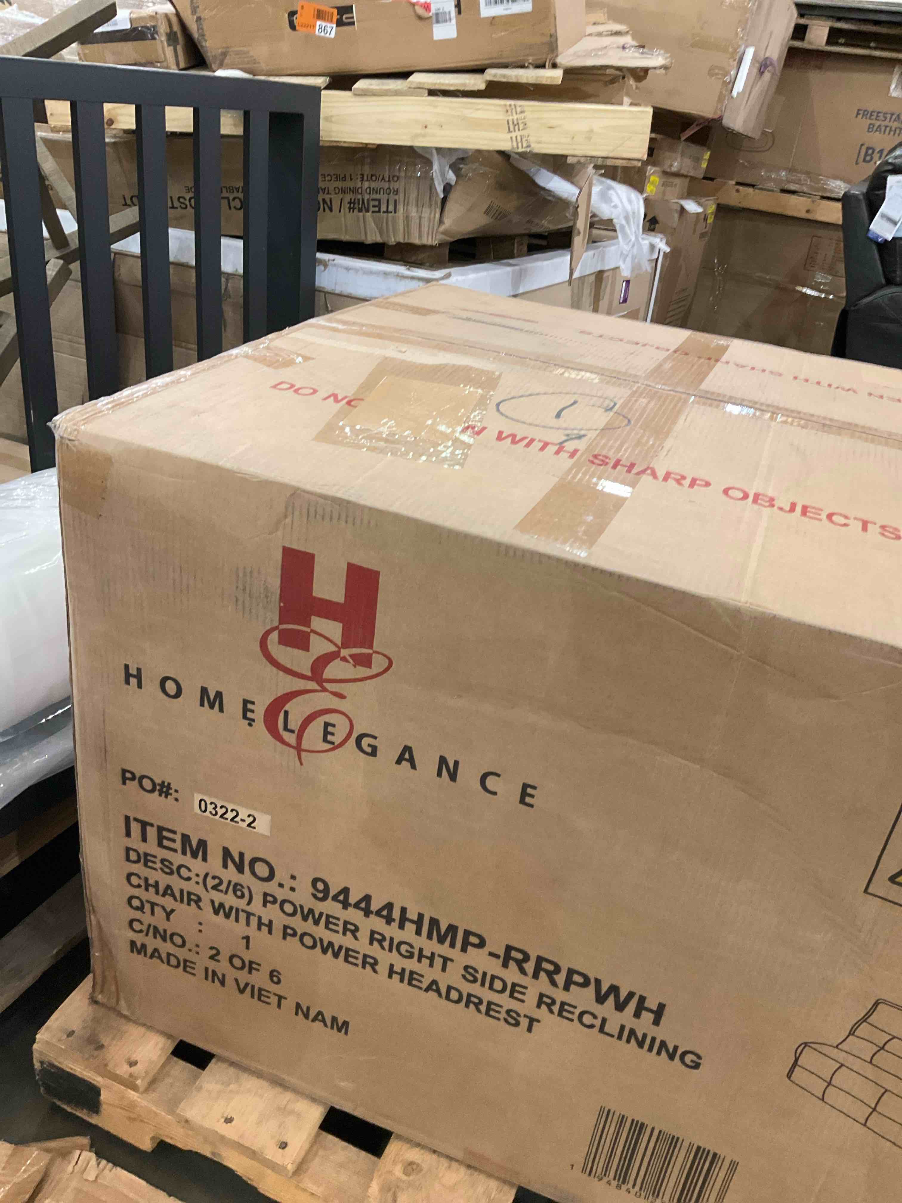 right side reclining chair with power head rest box 2 of 6 ( not full set )