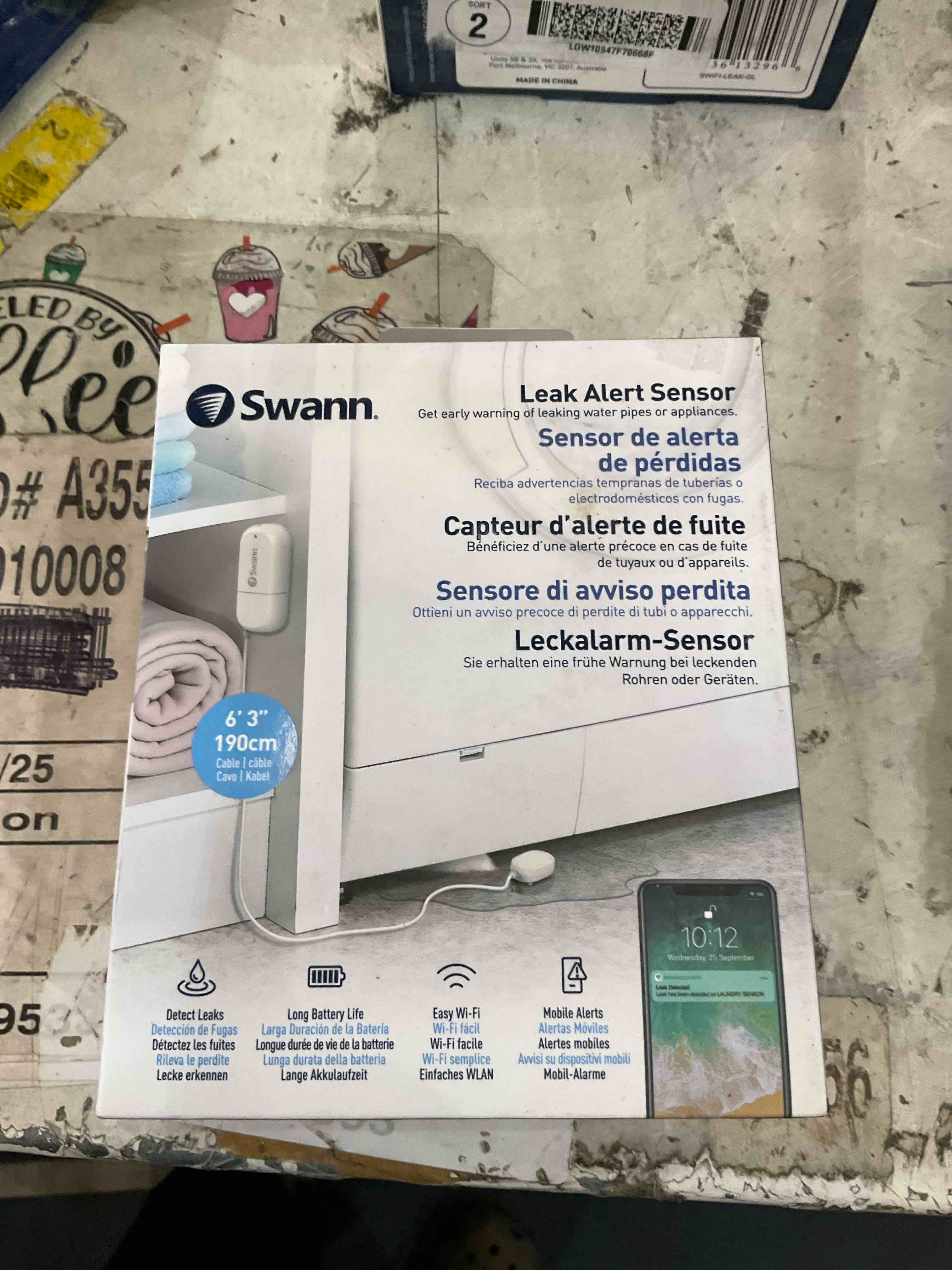 Swann Leak Alert Sensor. Easy Installation (Permanent or Temporary), Wi-Fi Connected, Battery Powered, No Hub Required, Alerts to Your Smartphone and Get Early Warning of Leaking Pipes or Appliances