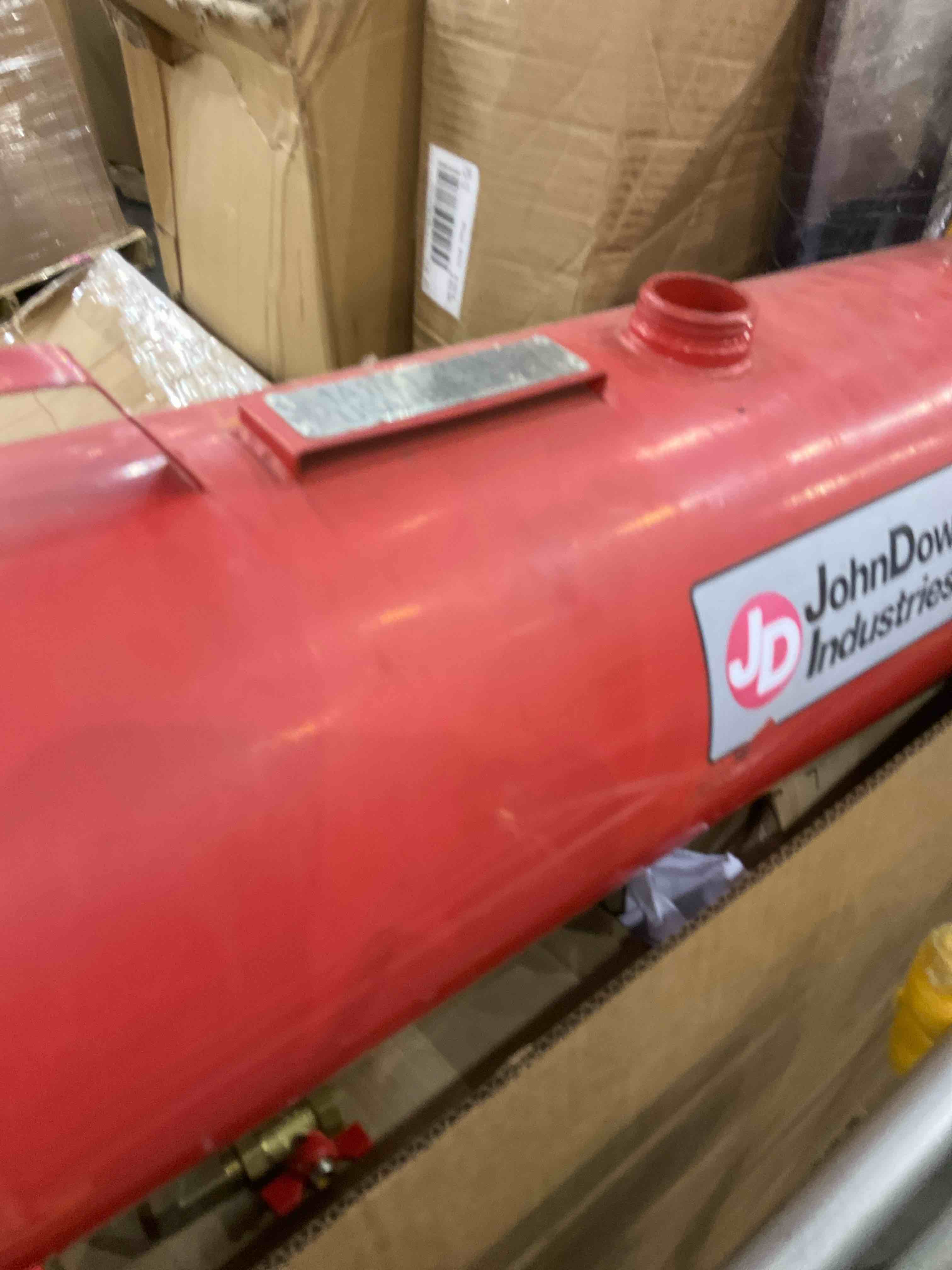 UN/DOT-approved steel tank for transporting and dispensing gasoline.