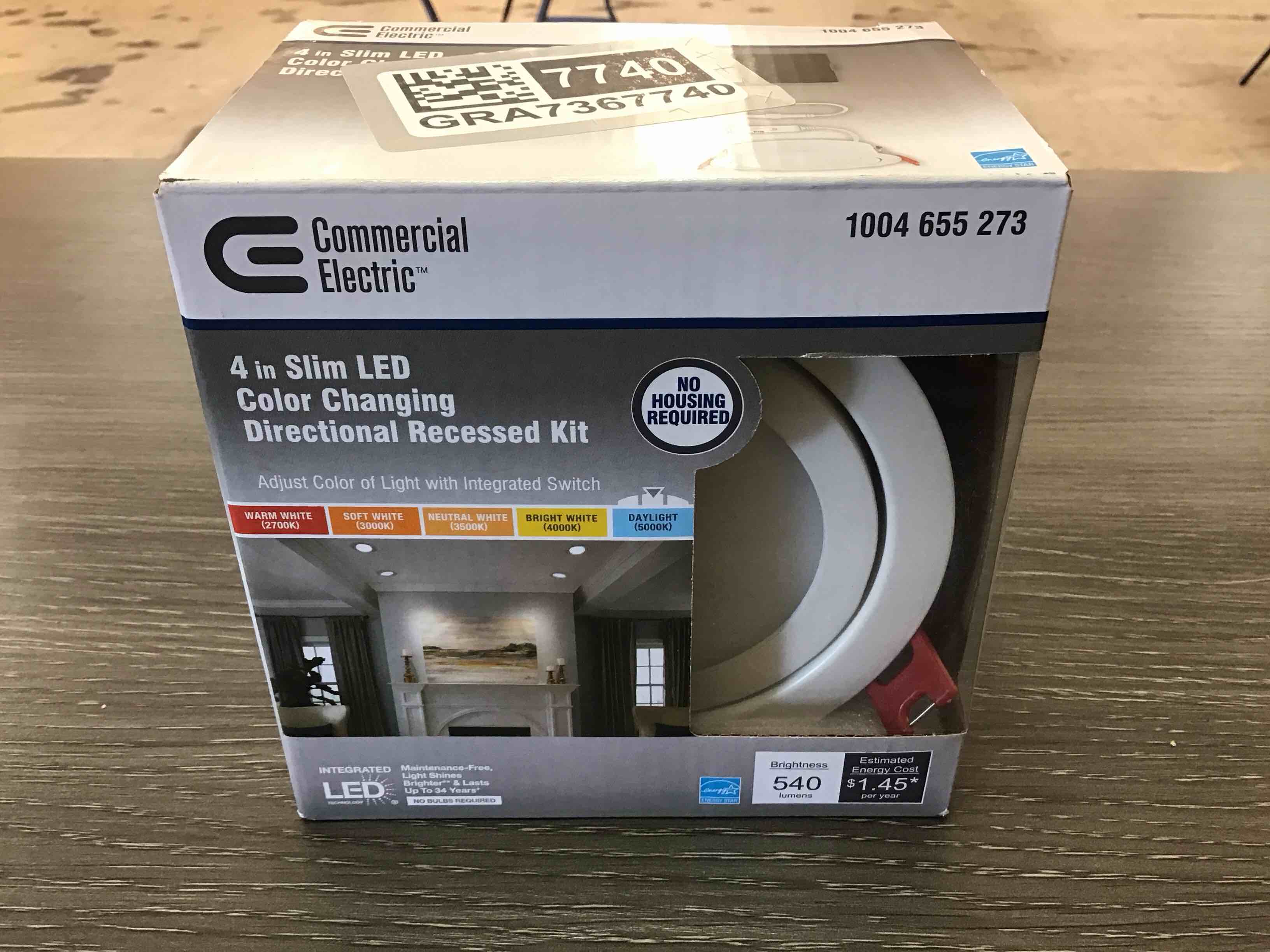 Condition photo showing New/Like New for slim directional 4 in. color selectable new construction and remodel canless recessed integrated led kit