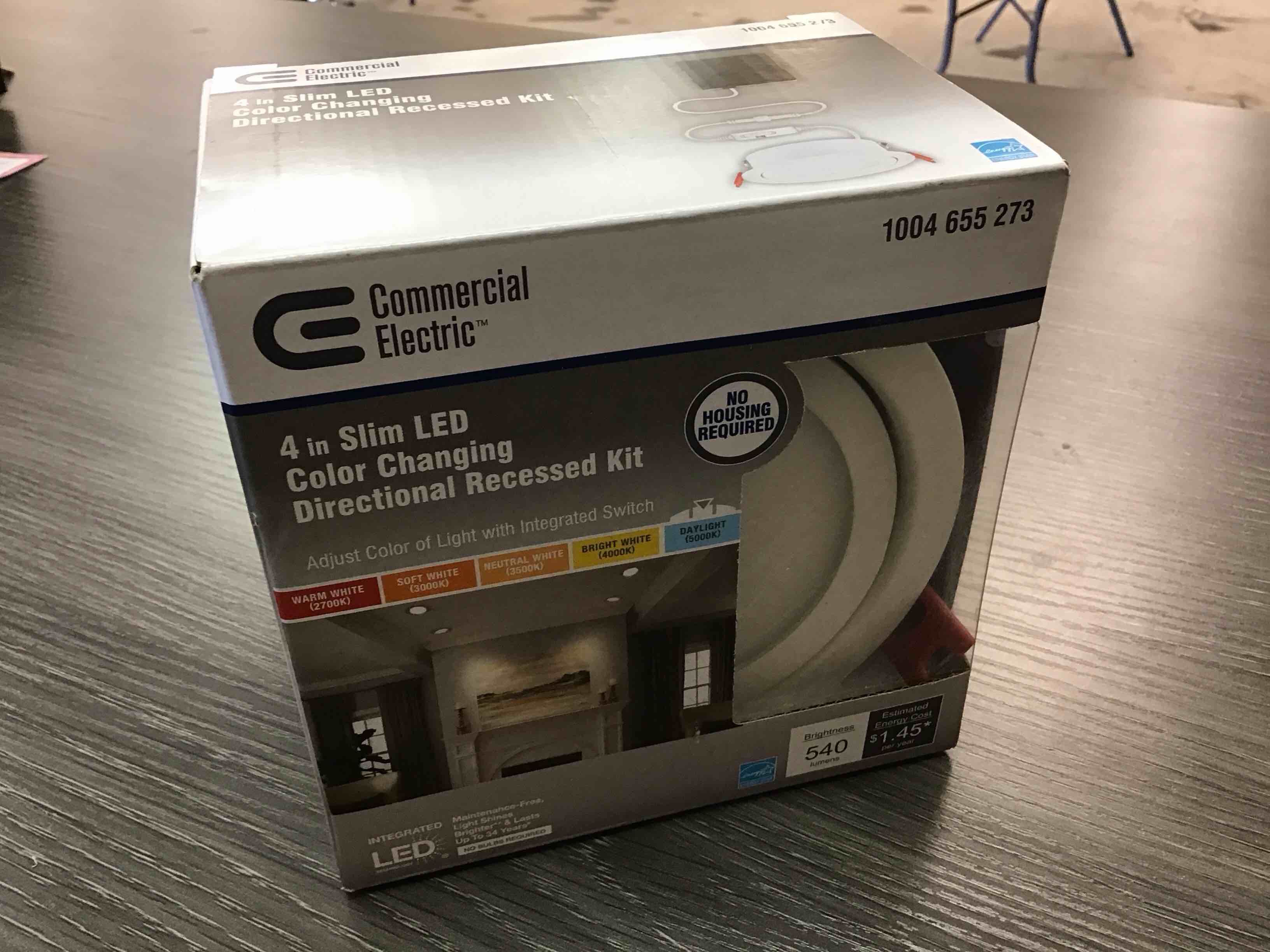 Condition photo showing New/Like New for slim directional 4 in. color selectable new construction and remodel canless recessed integrated led kit