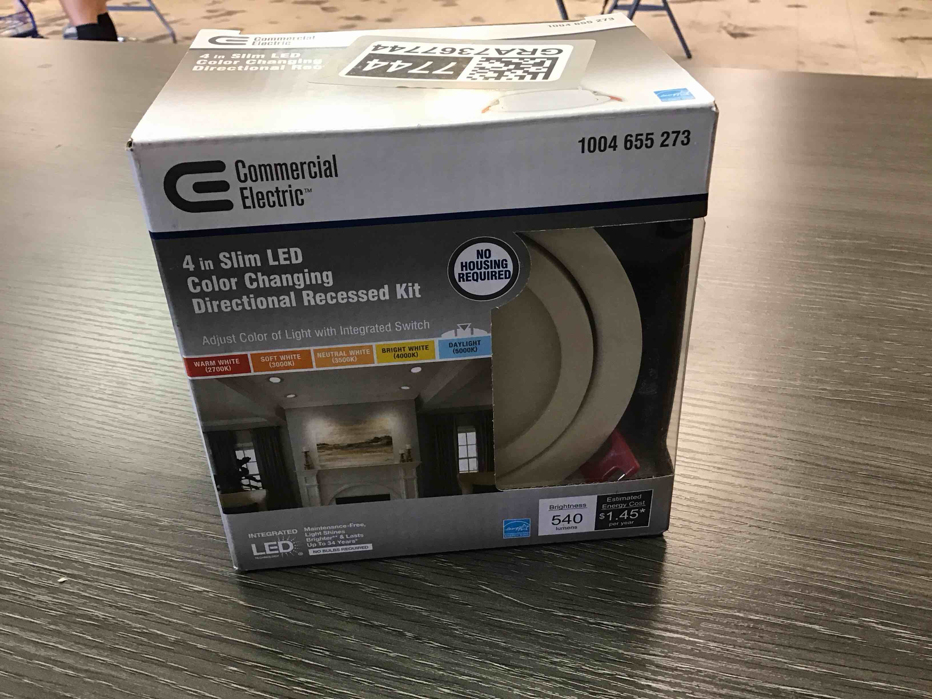 Condition photo showing New/Like New for slim directional 4 in. color selectable new construction and remodel canless recessed integrated led kit