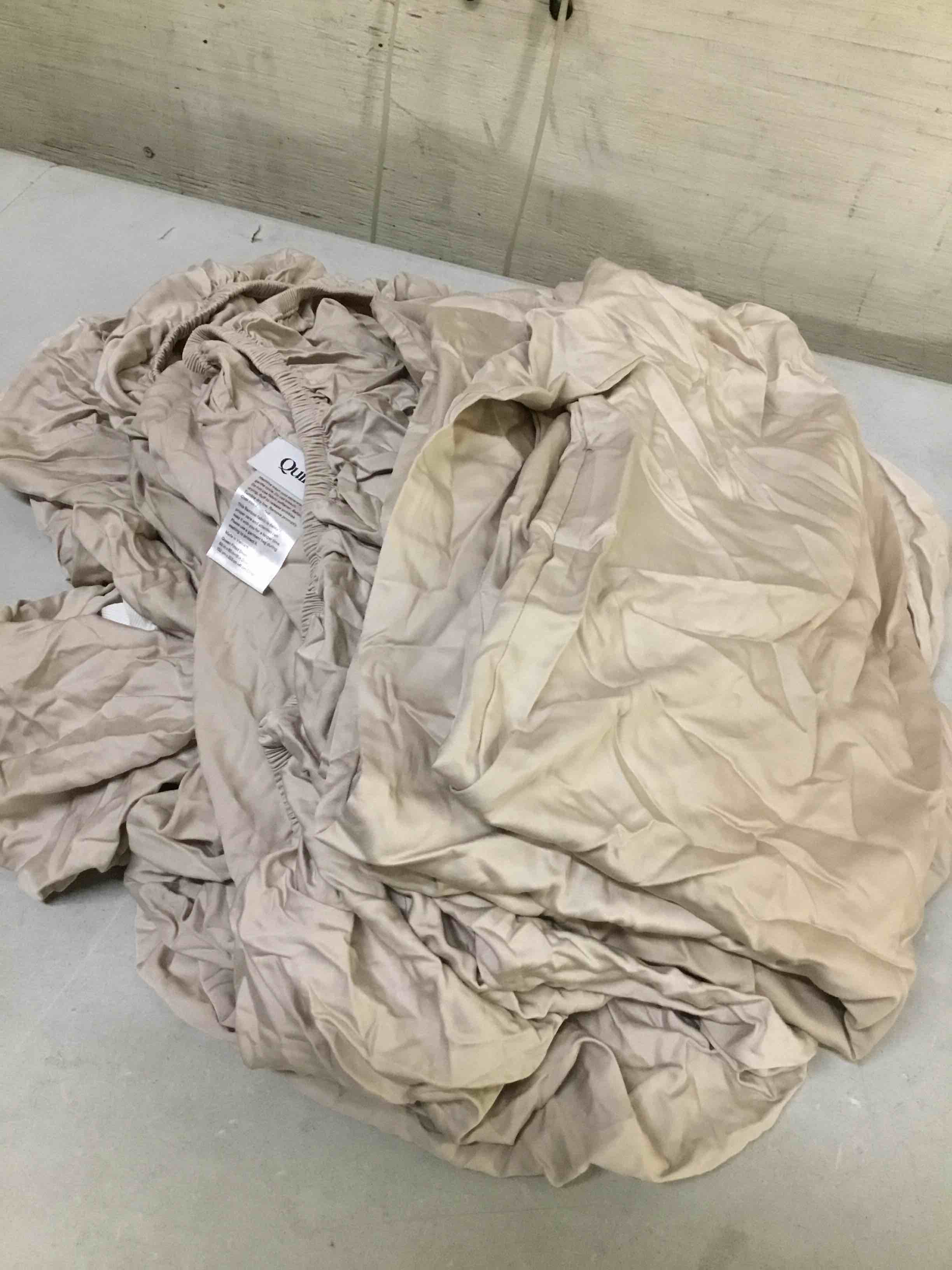 Condition photo showing As Is for ( incomplete missing cover ) bamboo fitted sheet set, queen, sand