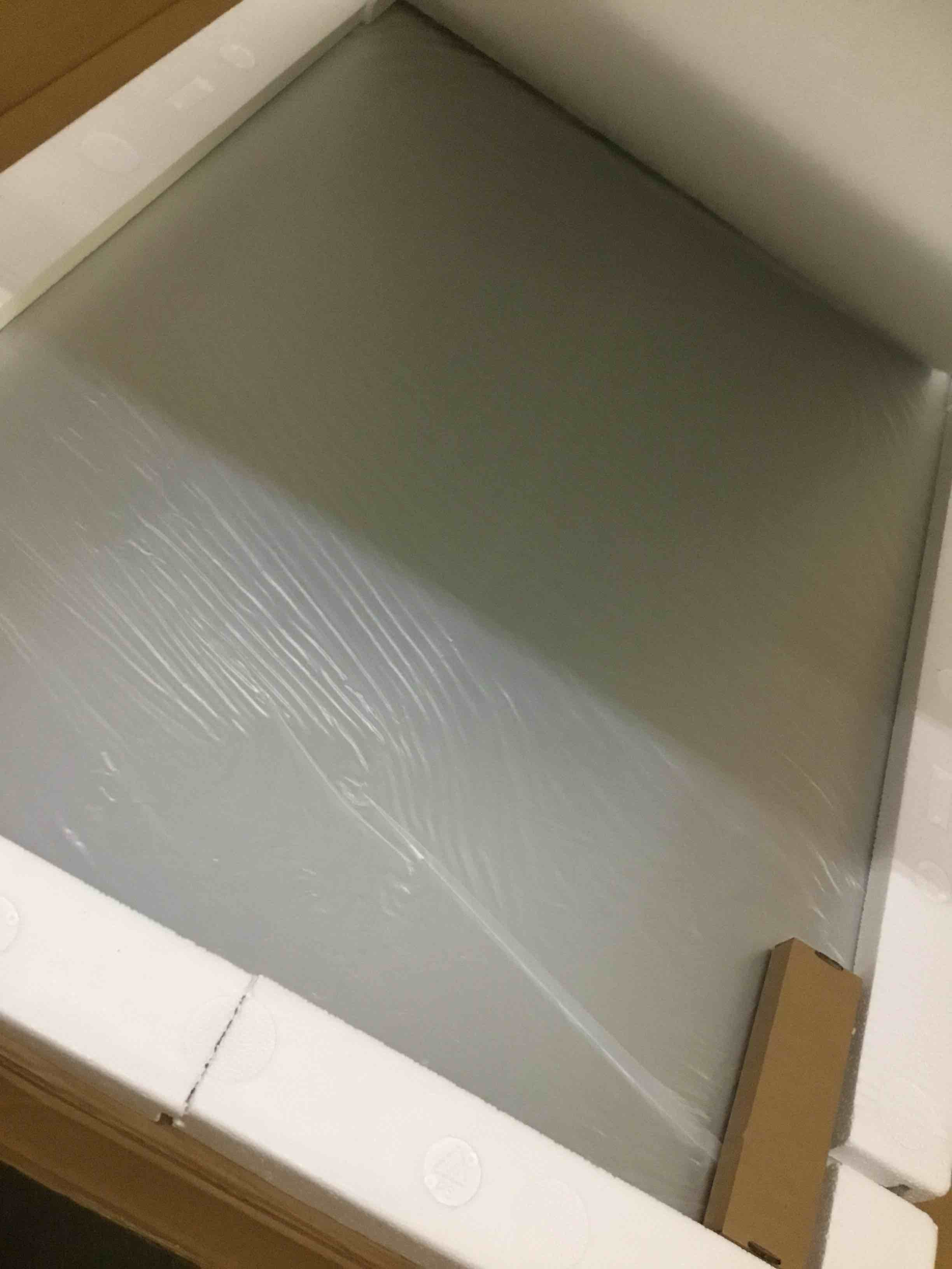 Condition photo showing New/Like New for loaao 40”x30” gold bathroom mirror, rounded rectangle gold frame mirror, brushed gold bathroom vanity mirror wall-mounted, anti-rust, tempered glass, hangs horizontally or vertically gold 40"l x 30"w