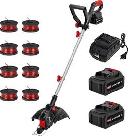 mzk 20v 12-inch cordless weed wacker, 8000 rpm, 4.0ah battery | auto line feed trimmer with 8 spools for edging, grass trimming, gardens, backyards, and landscaping.