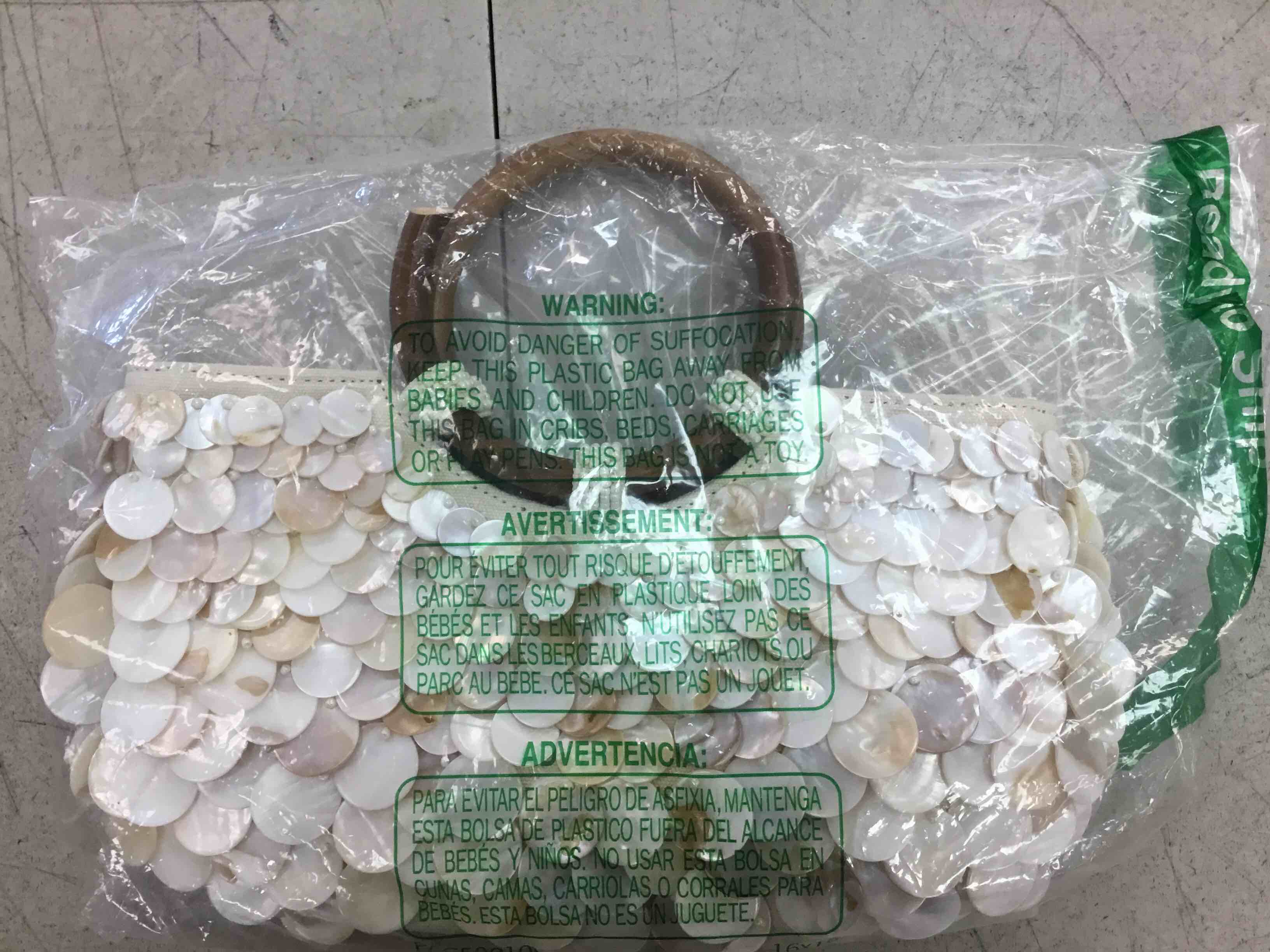 Condition photo showing As Is for shell beaded clutch purse for women luxury handmade top handle bag beach evening handbag for summer vacation pearl