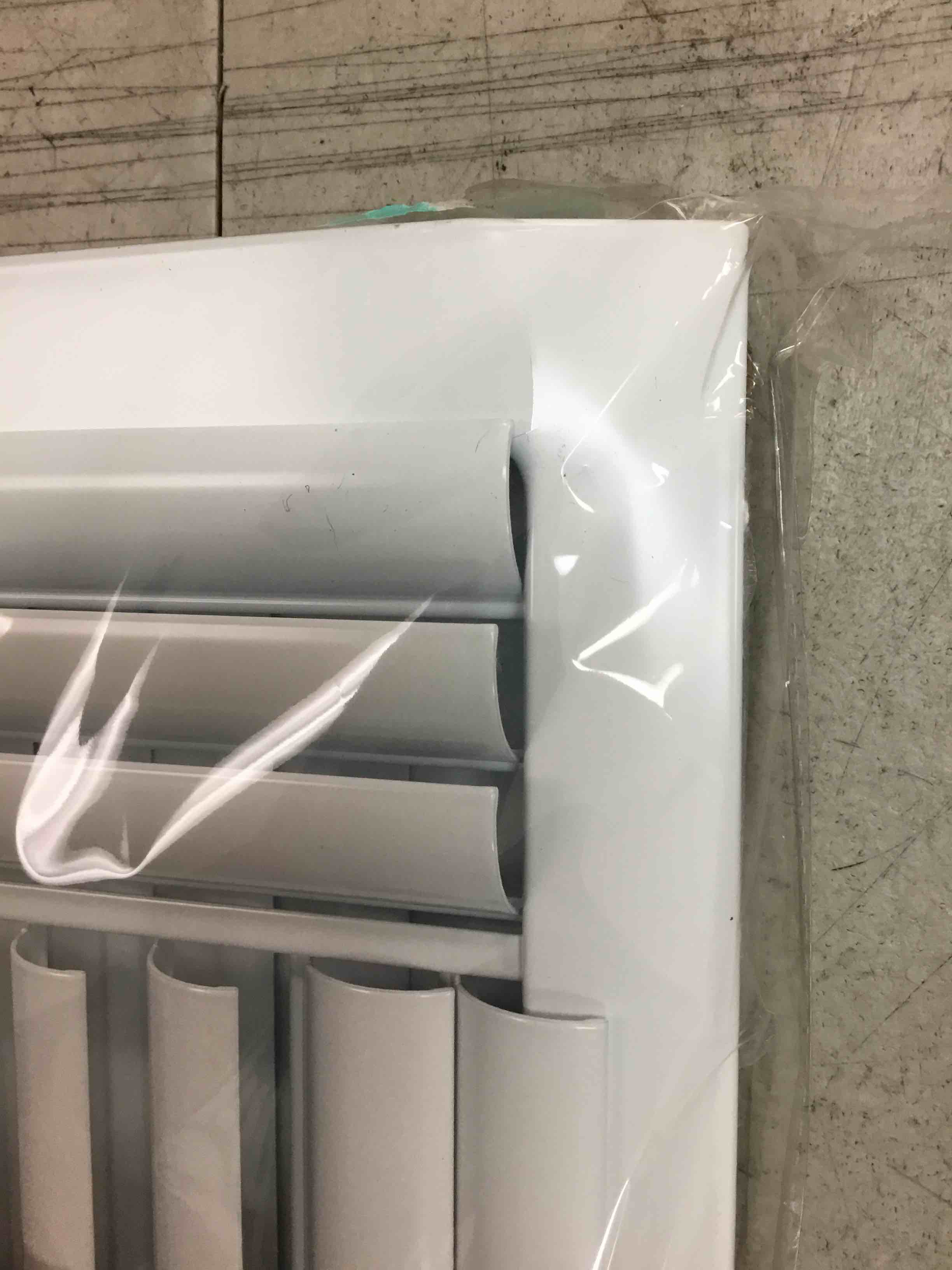 Condition photo showing As Is for 10 in. x 10 in. 4-way aluminum adjustable curved blade wall/ceiling register