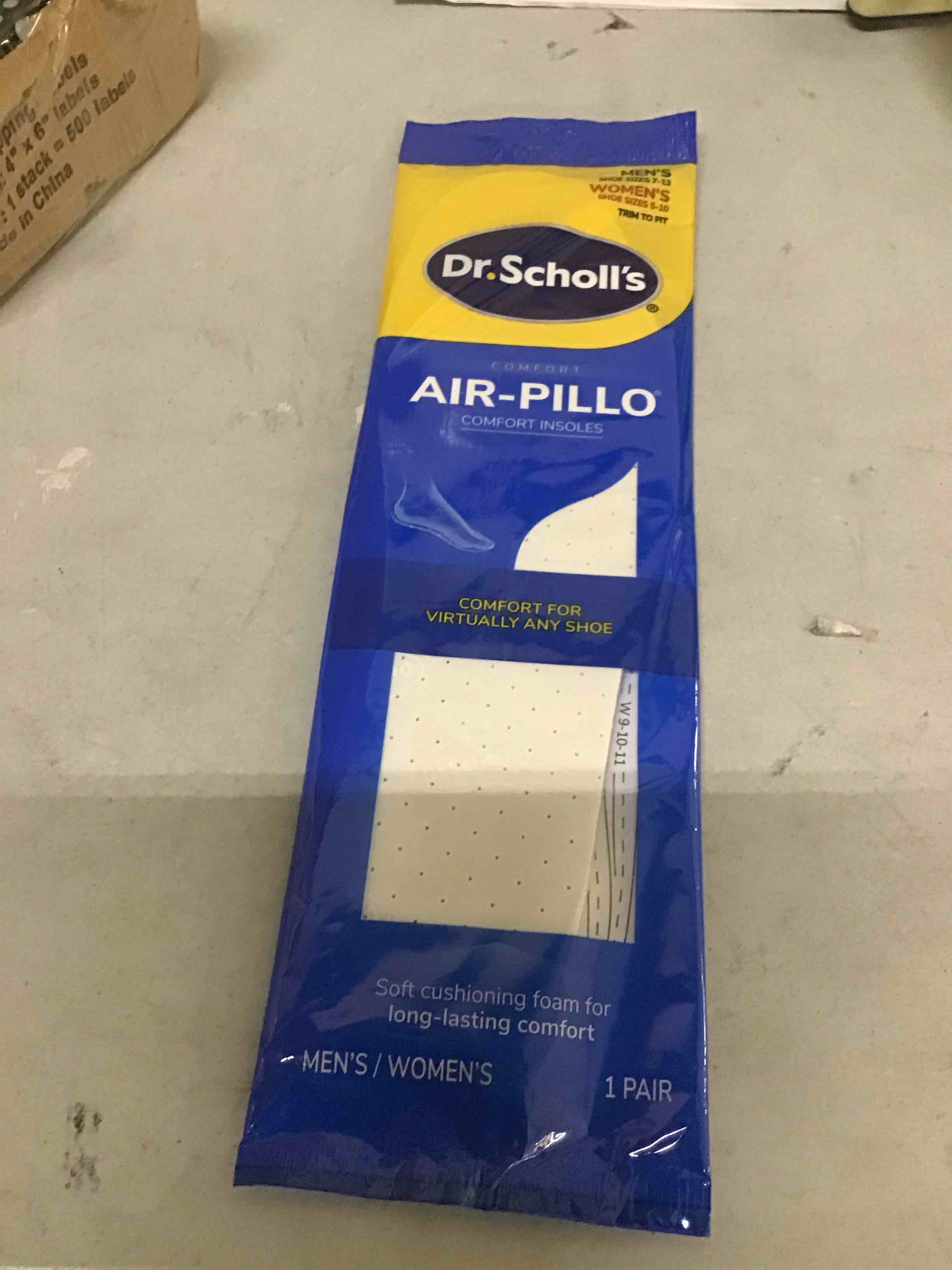 Condition photo showing New/Like New for dr. scholl s® air-pillo® comfort insoles ultra-soft cushioning and lasting comfort with two layers of foam that fit in any shoe unisex (men 7-13) (women 5-10) 1 pair trim to fit inserts