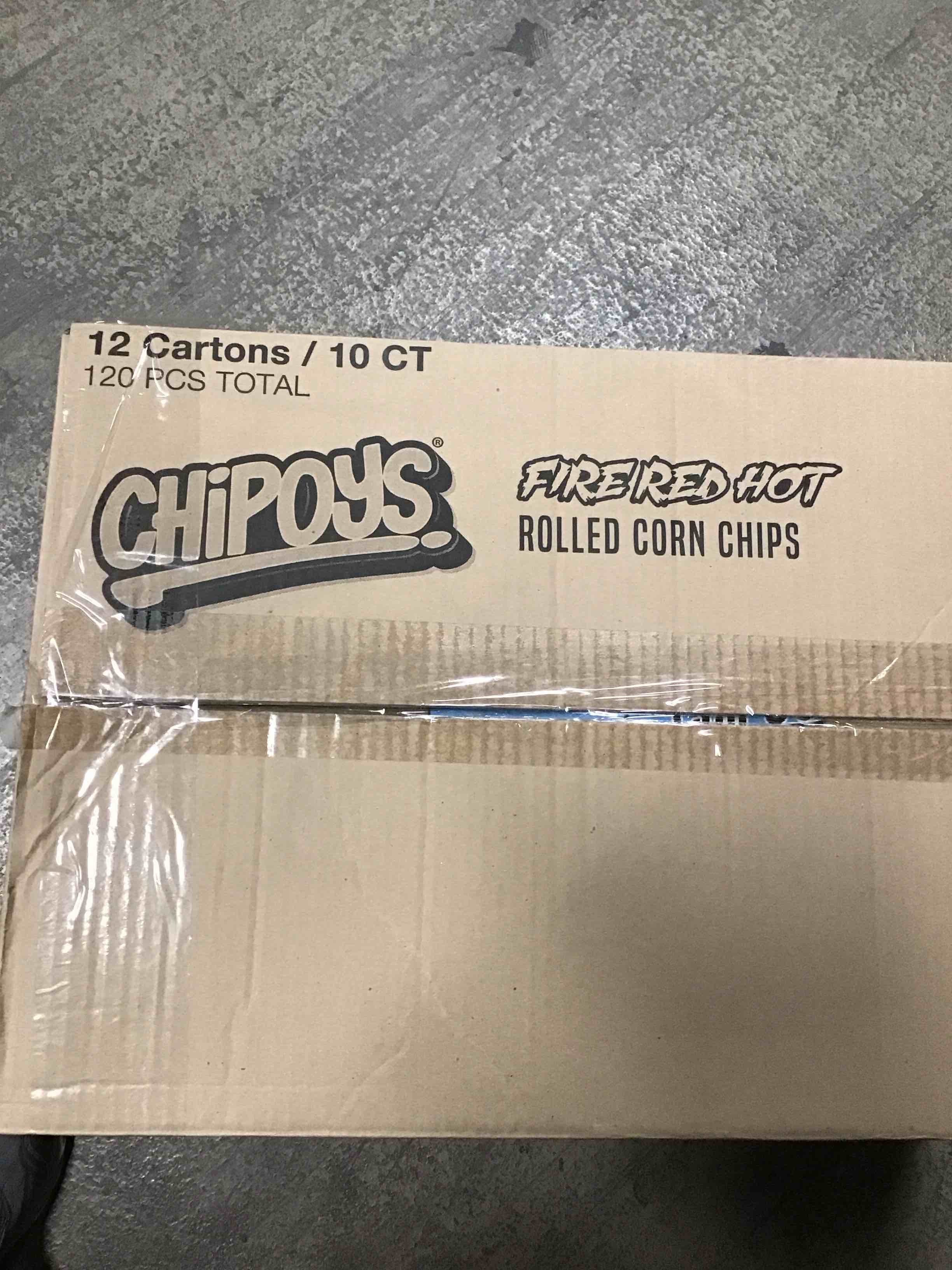 chipoys fire red hot rolled corn chips