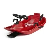 Slippery Racer Downhill Derby Kids Toddler Steerable Plastic Snow Sled, Red