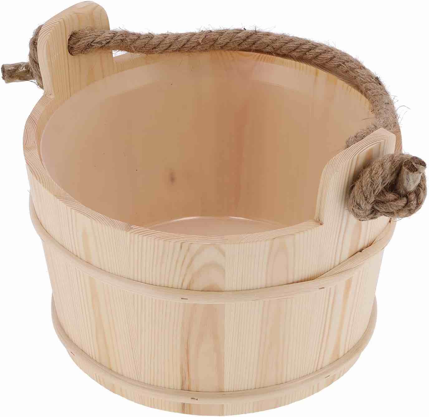 Alvinlite Cubo de madera de la sauna del cubo de madera de la manija del barril de la sauna de la capacidad grande para el uso de la ducha del balnear