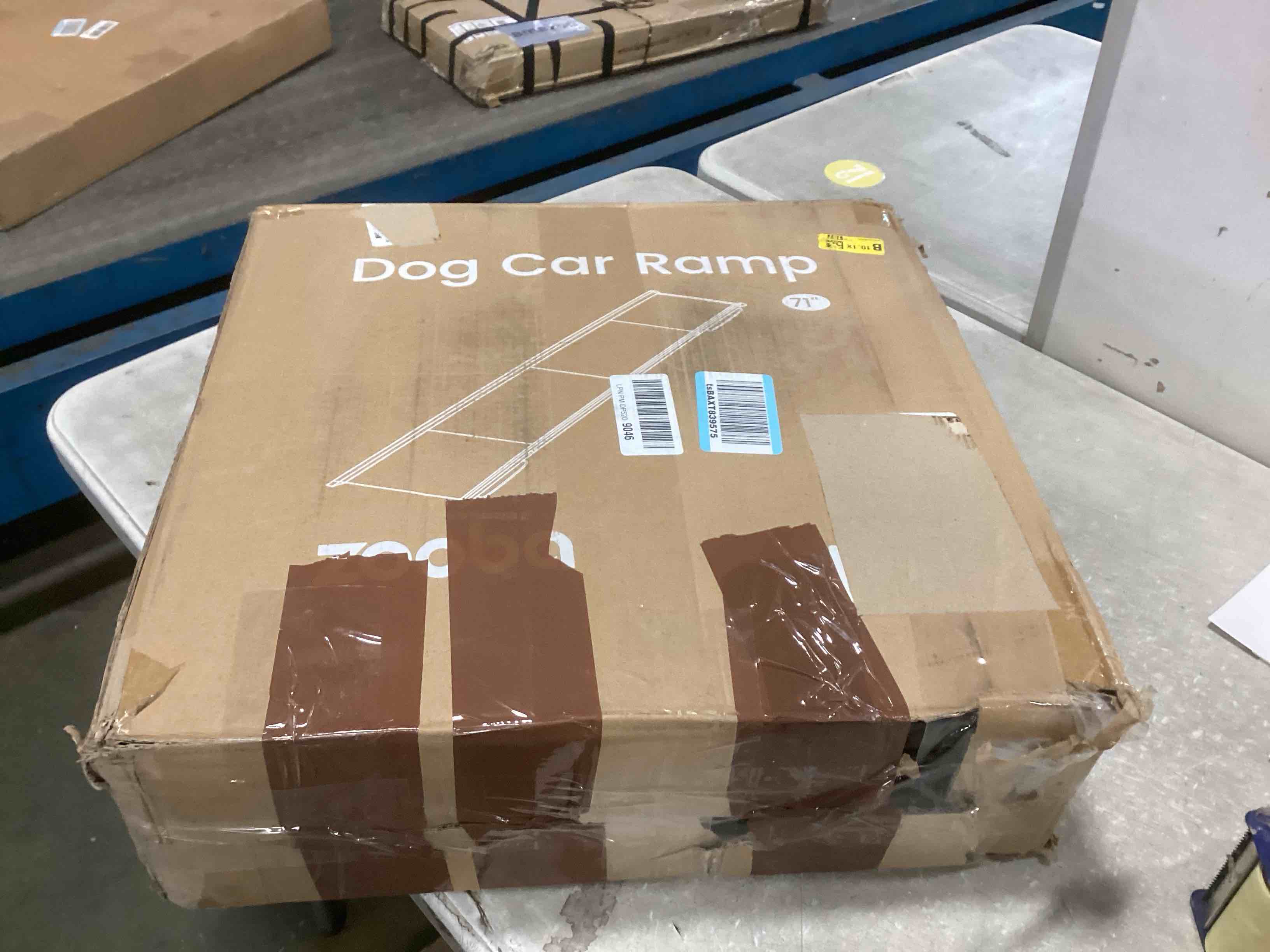 Condition photo showing As Is for Dog Ramp for Truck, 71" Long & 20" Extra Wide Foldable Dog Ramp for Large Dogs - 280 lbs Capacity, Anti-Slip Felt Surface, Pet Ramp with Dog Lift Harness for Old Dogs - Durable and Portable 71" x 20"