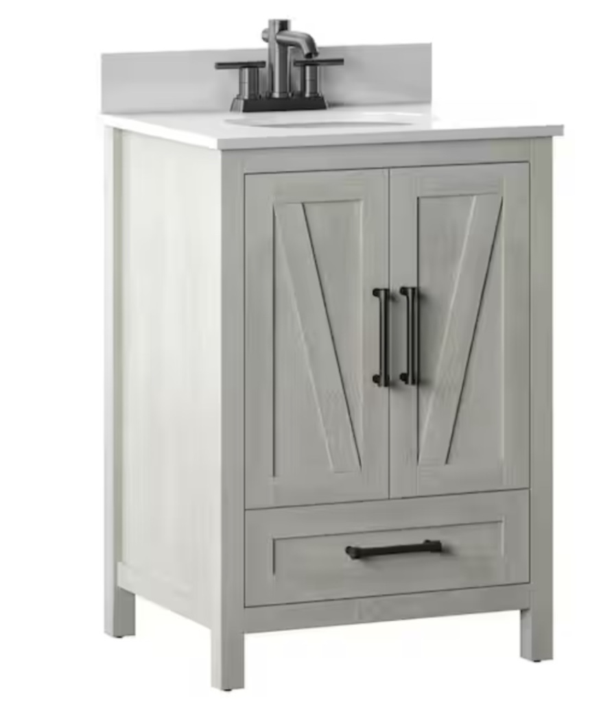 Twin Star Home Rustic 23.88 in. Bath Vanity in Fairfax Oak with White ...