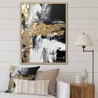 Horizontal Dimensions Abstract Gold Black - Print 34 in. wide x 44 in. high