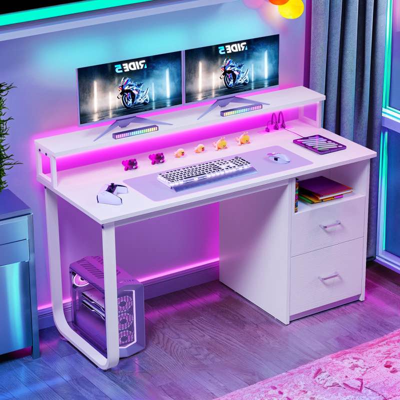 47.2'' Writing Desk with Charging Station & LED Light (incomplete box 2/2)