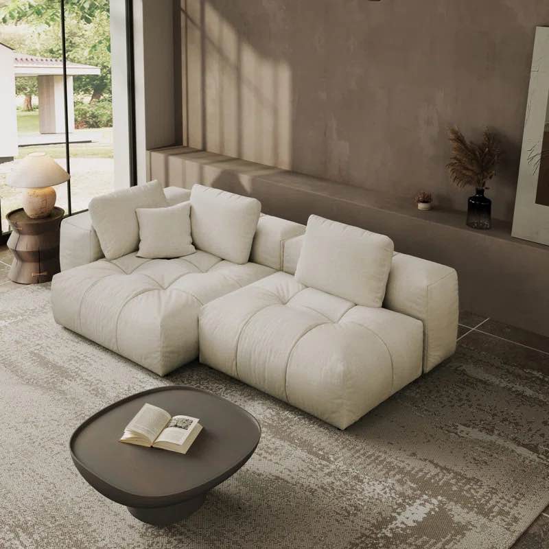 ( incomplete only 1 box)Modular Sectional Sofa Couch, Oversized Free Combination Deep Seat Sofa, Cushion Covers Removable & Washable, Fabric, Down Filled Body Fabric: Beige Polyester
