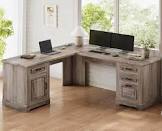 L-Shaped Executive Desk With Power Outlet