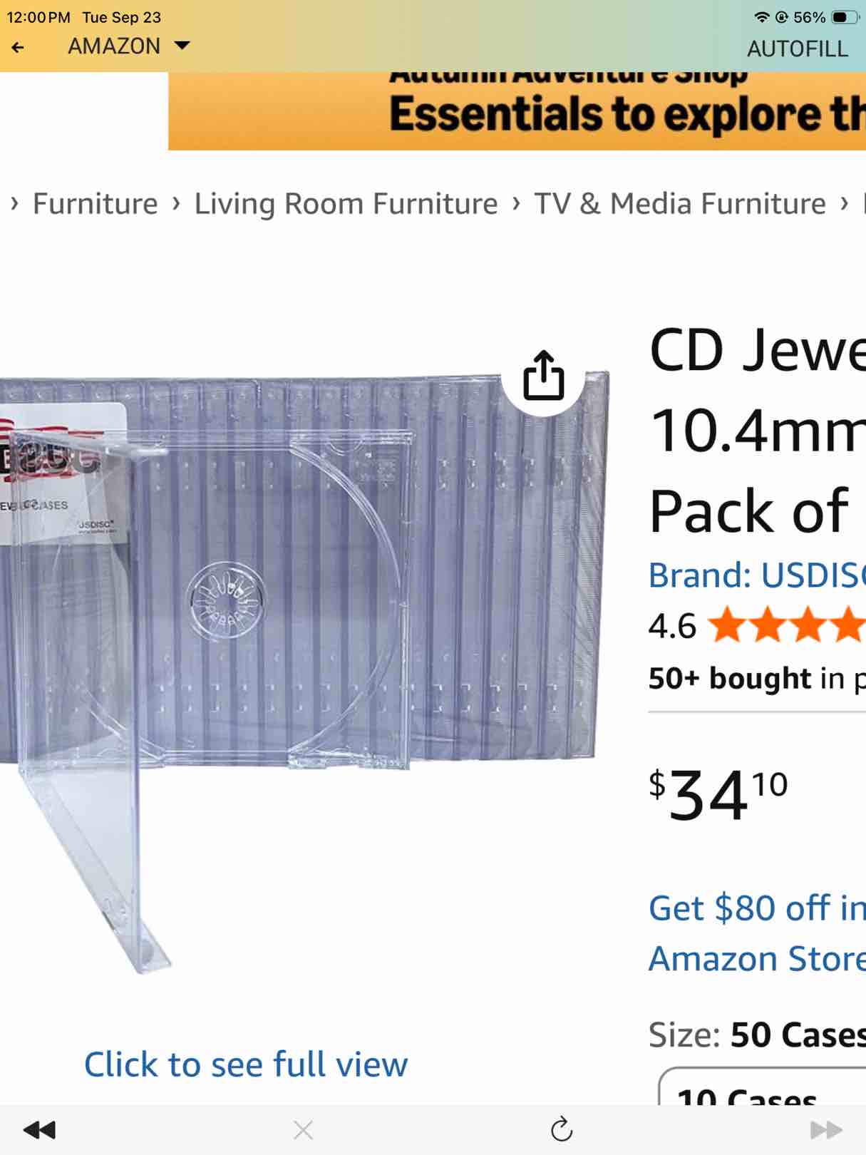 (50) CheckOutStore Standard Single 1-Disc CD Jewel Case s (Clear) 