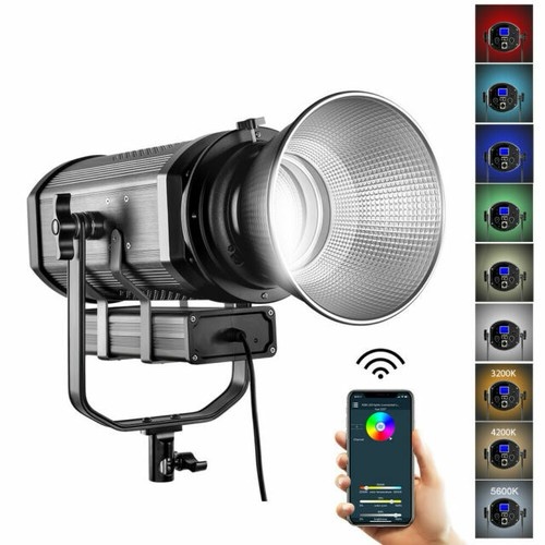 gvm 150w rgb video lights with bowens mount, dimmable bi-color / full color output 3200k-5600k 22000