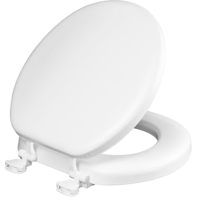 mayfair by bemis eden cushioned vinyl white round padded toilet seat item #3649416 | model #713eca 000
