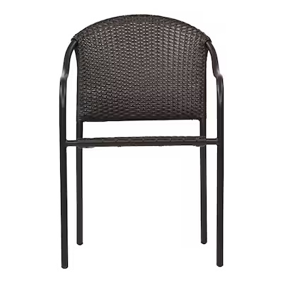 style selections pelham bay wicker stackable matte black steel frame stationary dining chair with woven seat item #609583 | model #cr-15s012w-bl