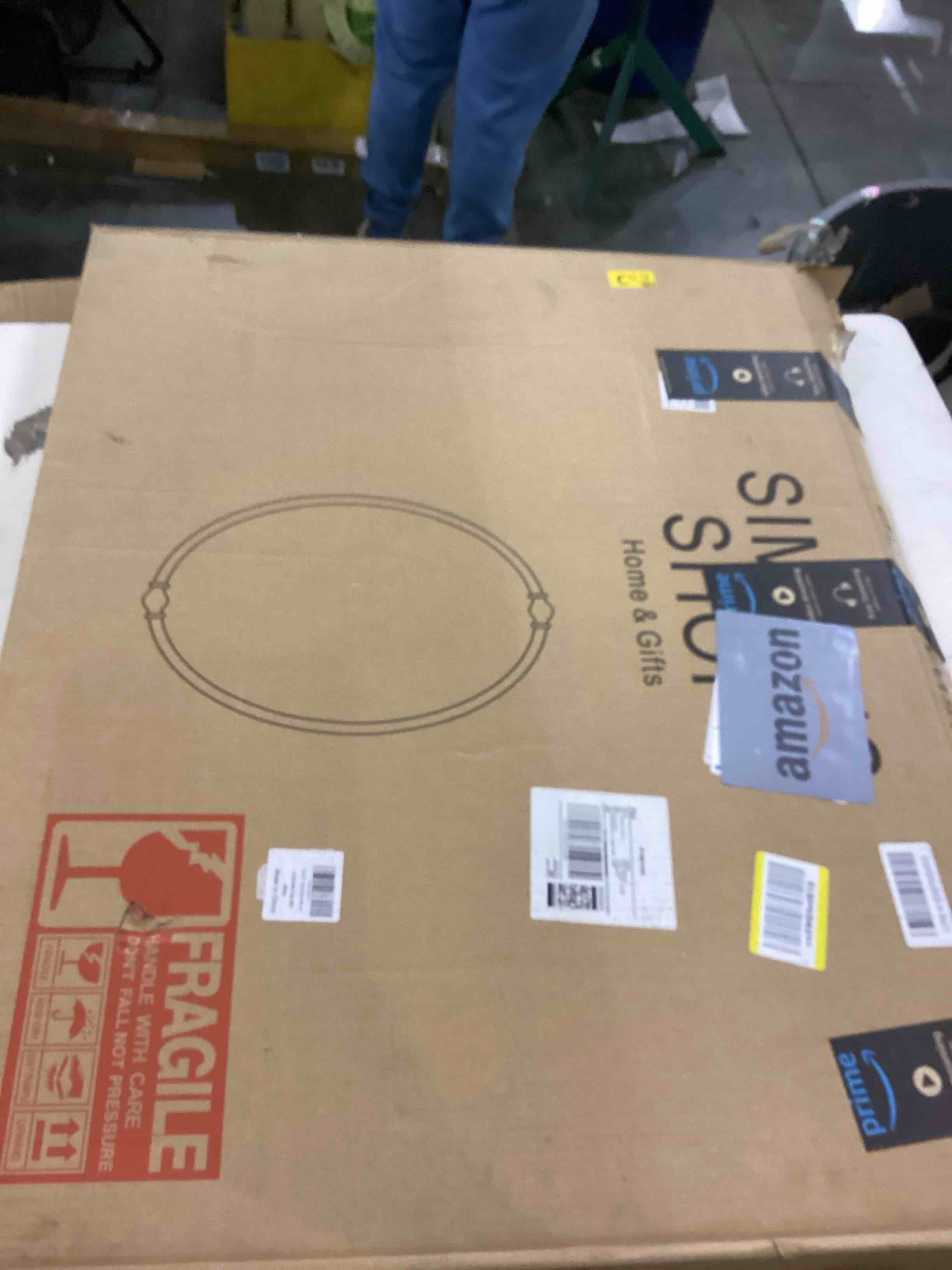 SIMON'S SHOP Gold Wall Mirror 24x32 inch, Bathroom Vanity Mirror Oval, Traditional Accent Mirrors for Living Dressing Room Hallways, Vintage Home Decor