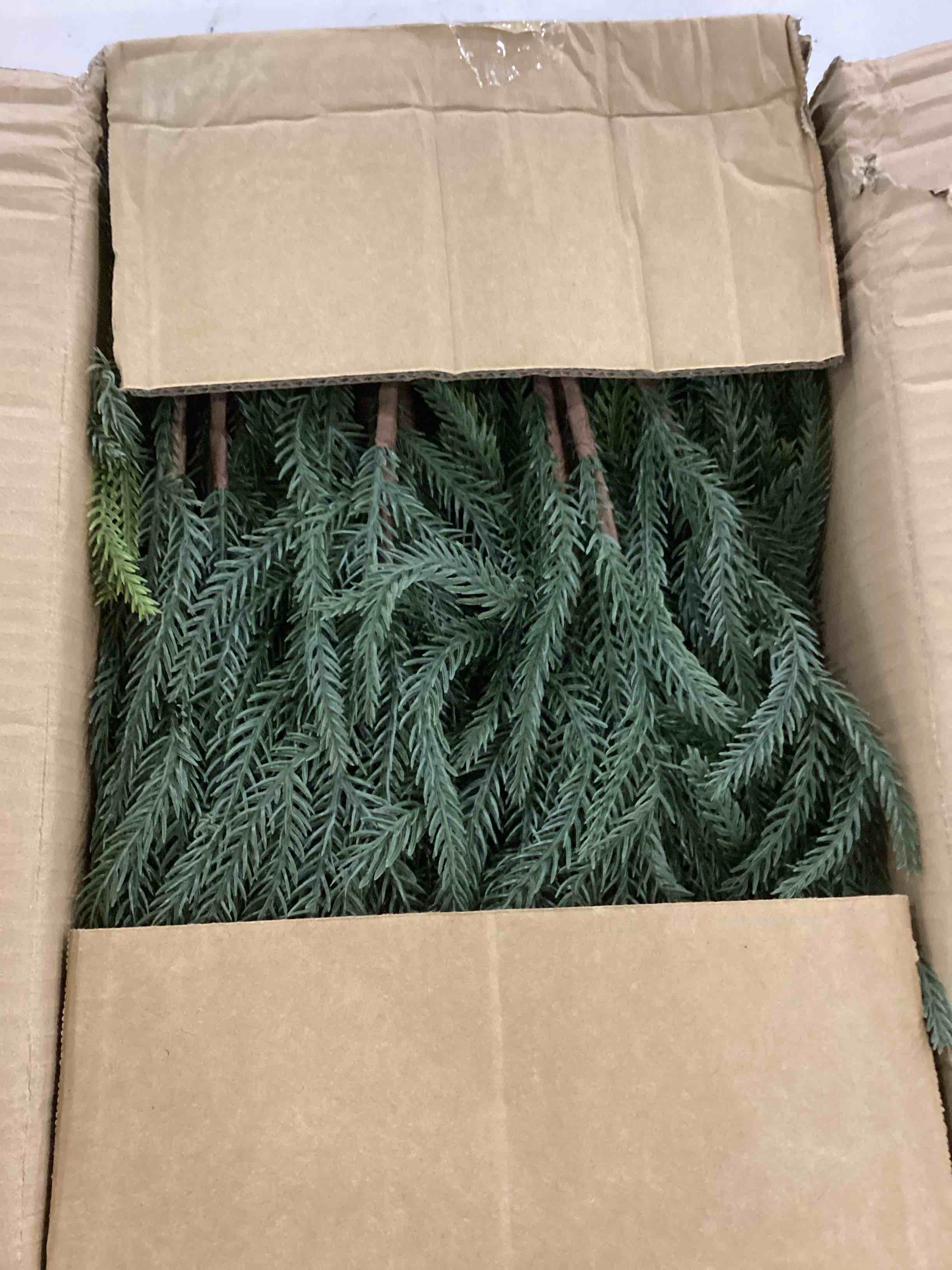24Pcs Christmas Norfolk Pine Stems, 24'' Long Artificial Evergreen Norfolk Pine Branches, Real Touch