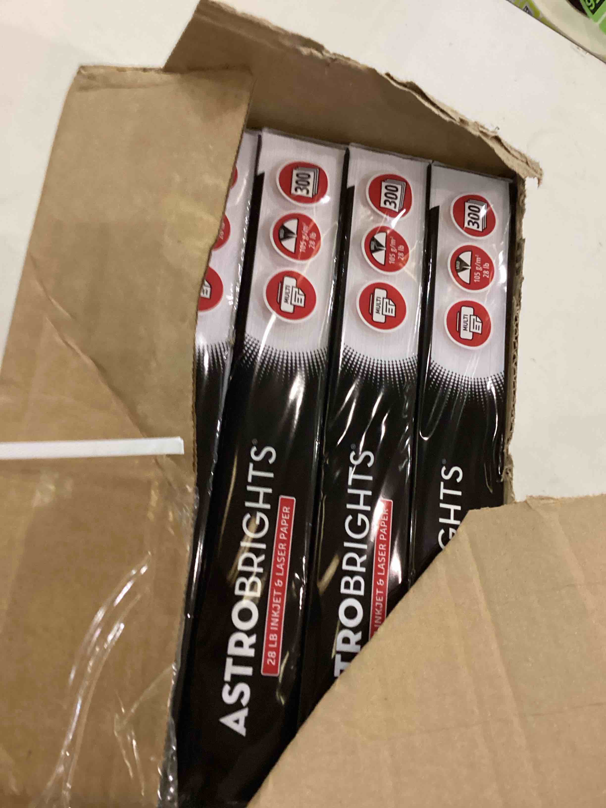 astrobrights® printer & copy paper, 8.5" x 11", 28lb/105gsm, 97 brightness, white, 5 reams of 300 sheets per ream, 1,500 sheets per carton (91738-01)