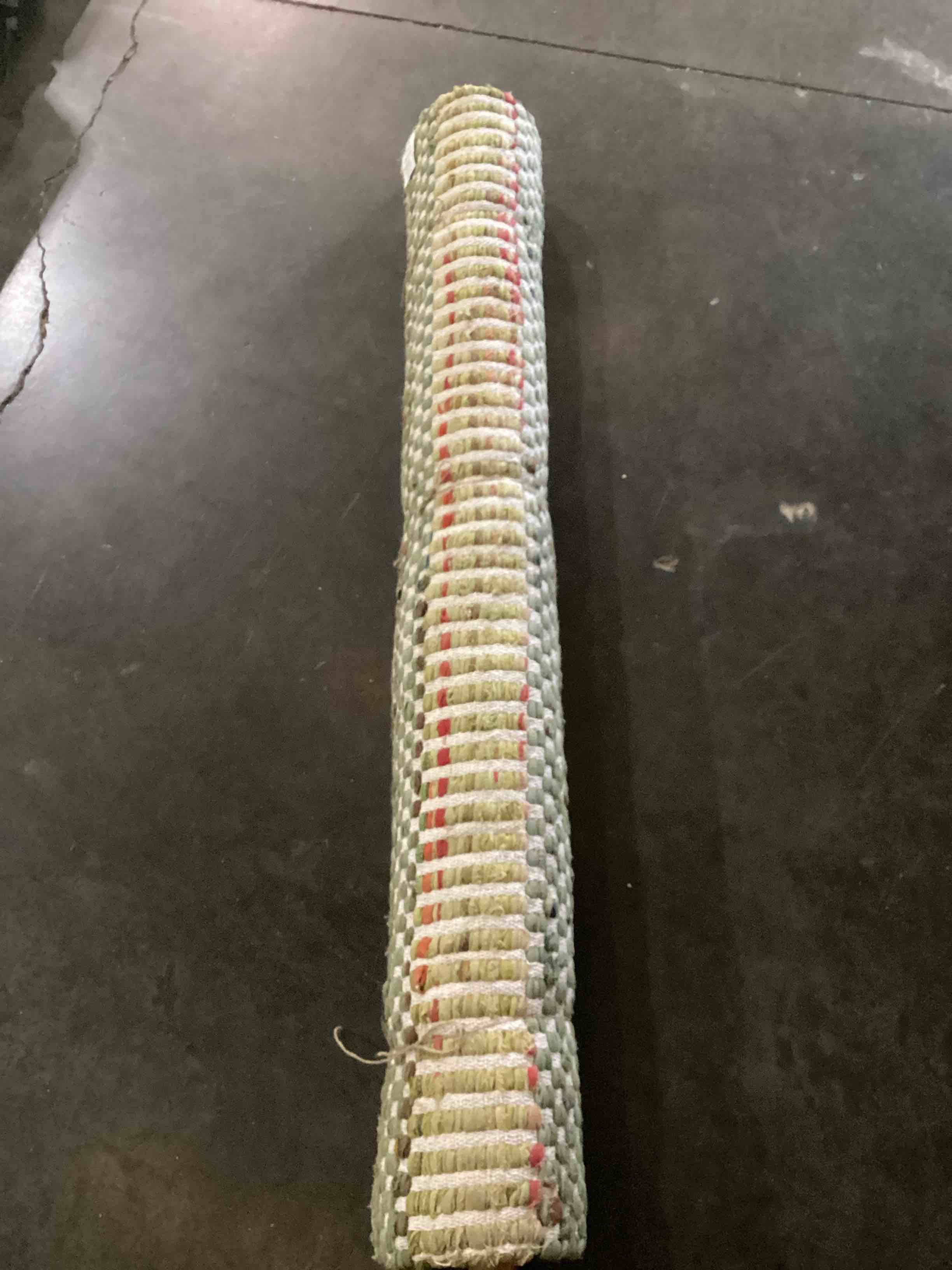 Condition photo showing As Is for Creative Co-Op Woven Cotton Blend Rug with Stripes, Multicolor