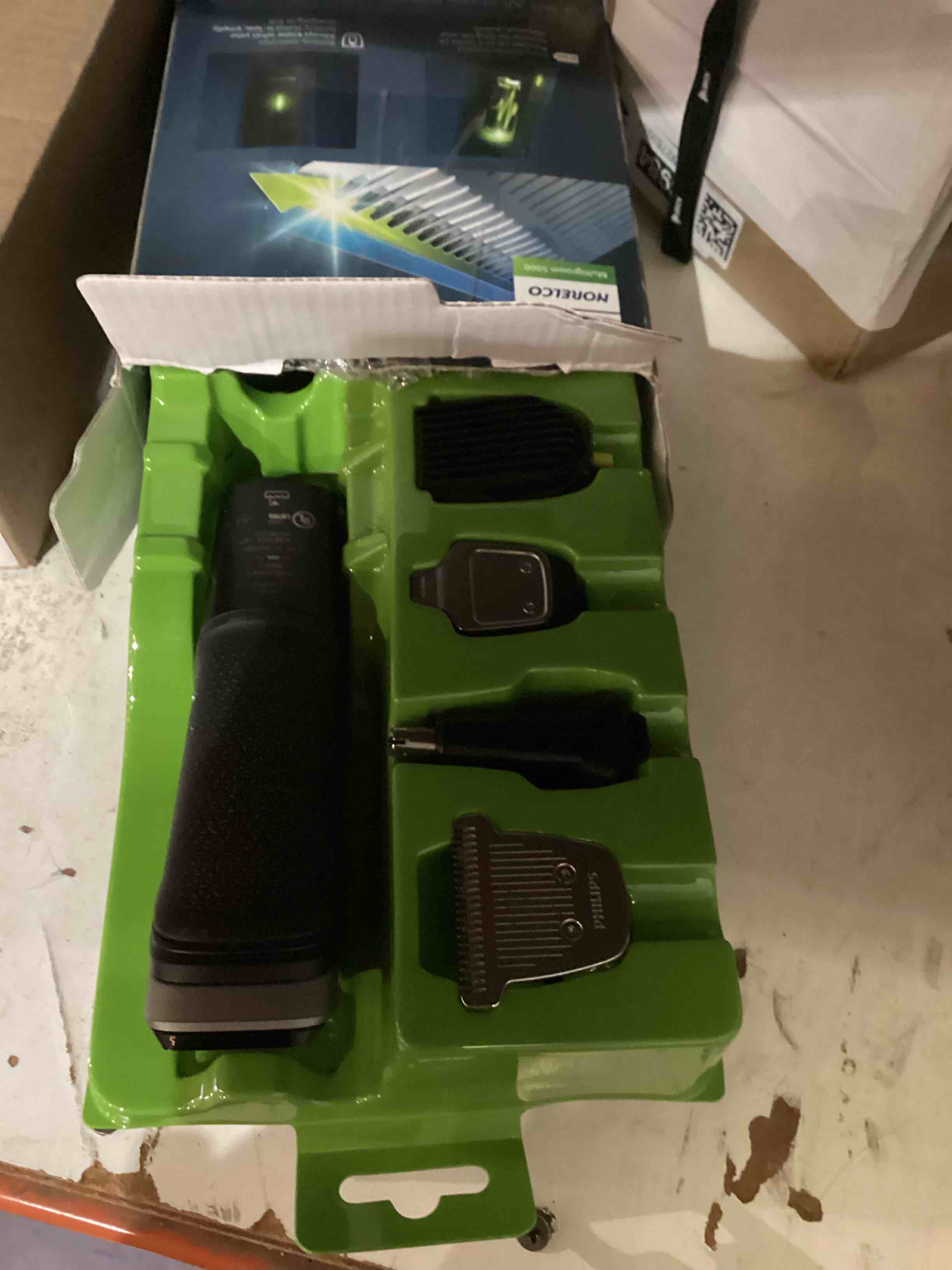 Condition photo showing As Is for Philips Norelco Multigroom Series 5000 18 Piece, Beard Face, Hair, Body and Intimate Hair Trimmer for Men - NO BLADE OIL MG5910/49 Black MG5910/49 - 18 Pieces