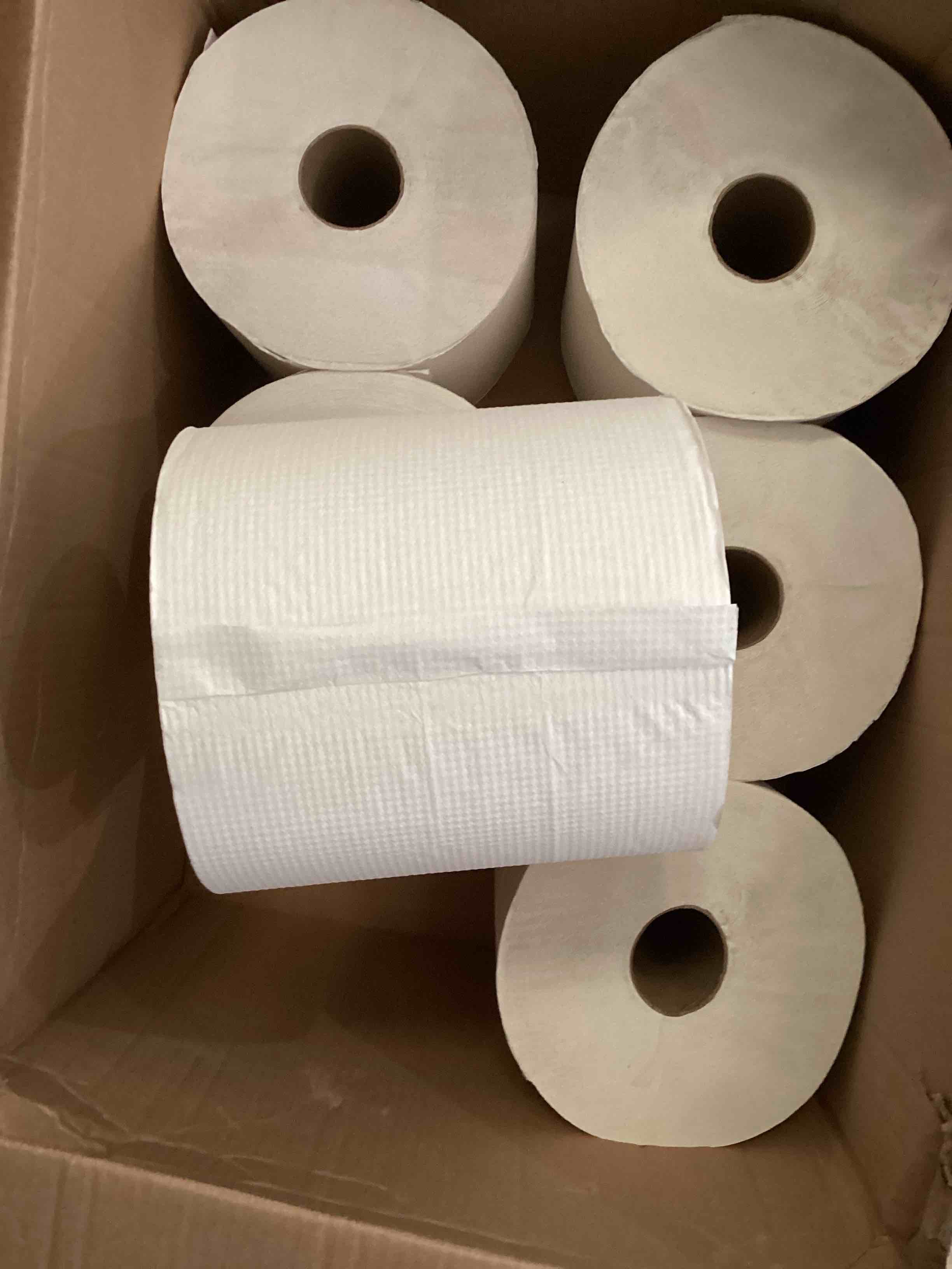 Condition photo showing As Is for 6 rolls paper towels