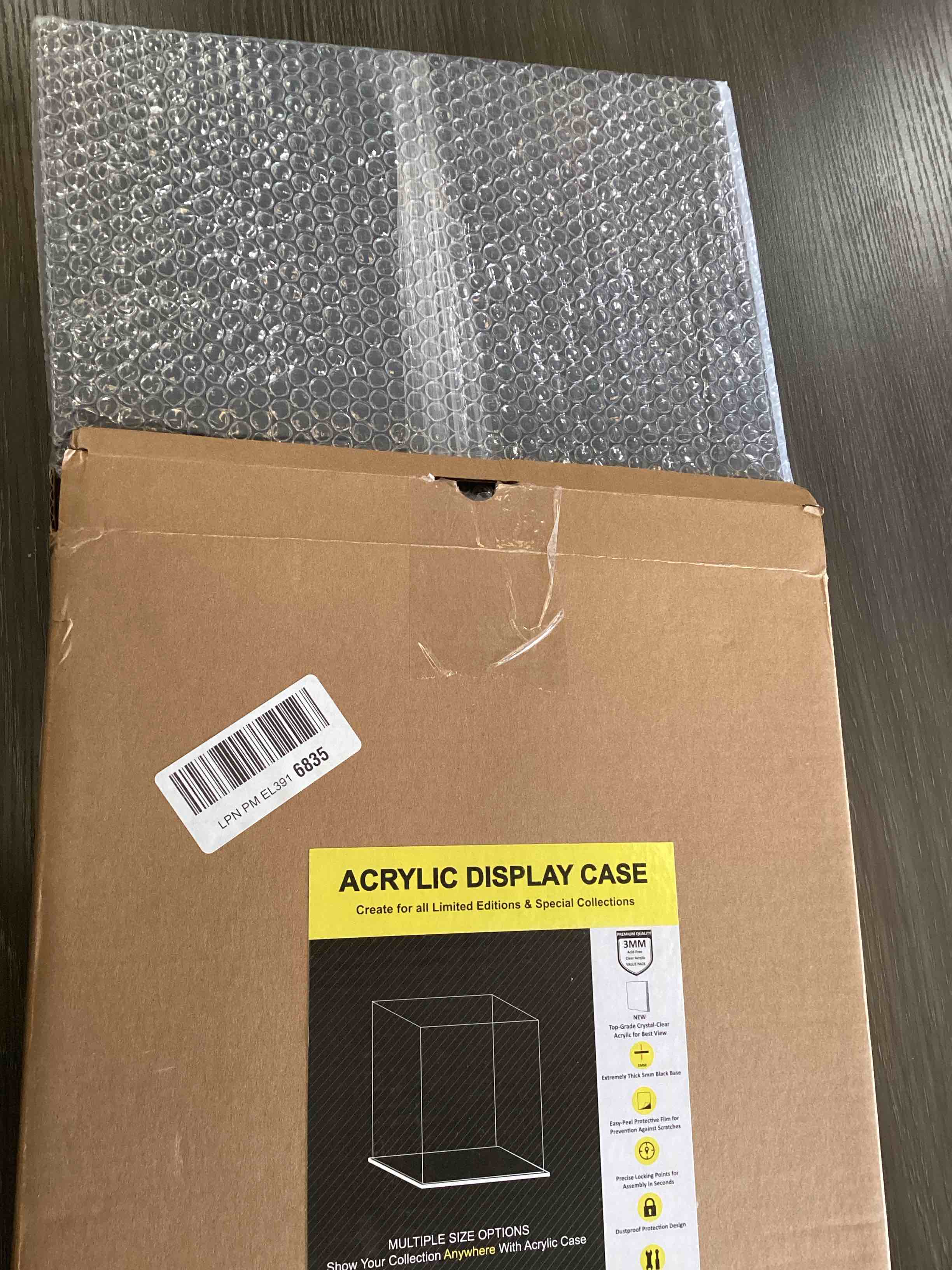 hemylu acrylic box with matt black base, simple self-assembly clear acrylic display case, 13x13x13 i