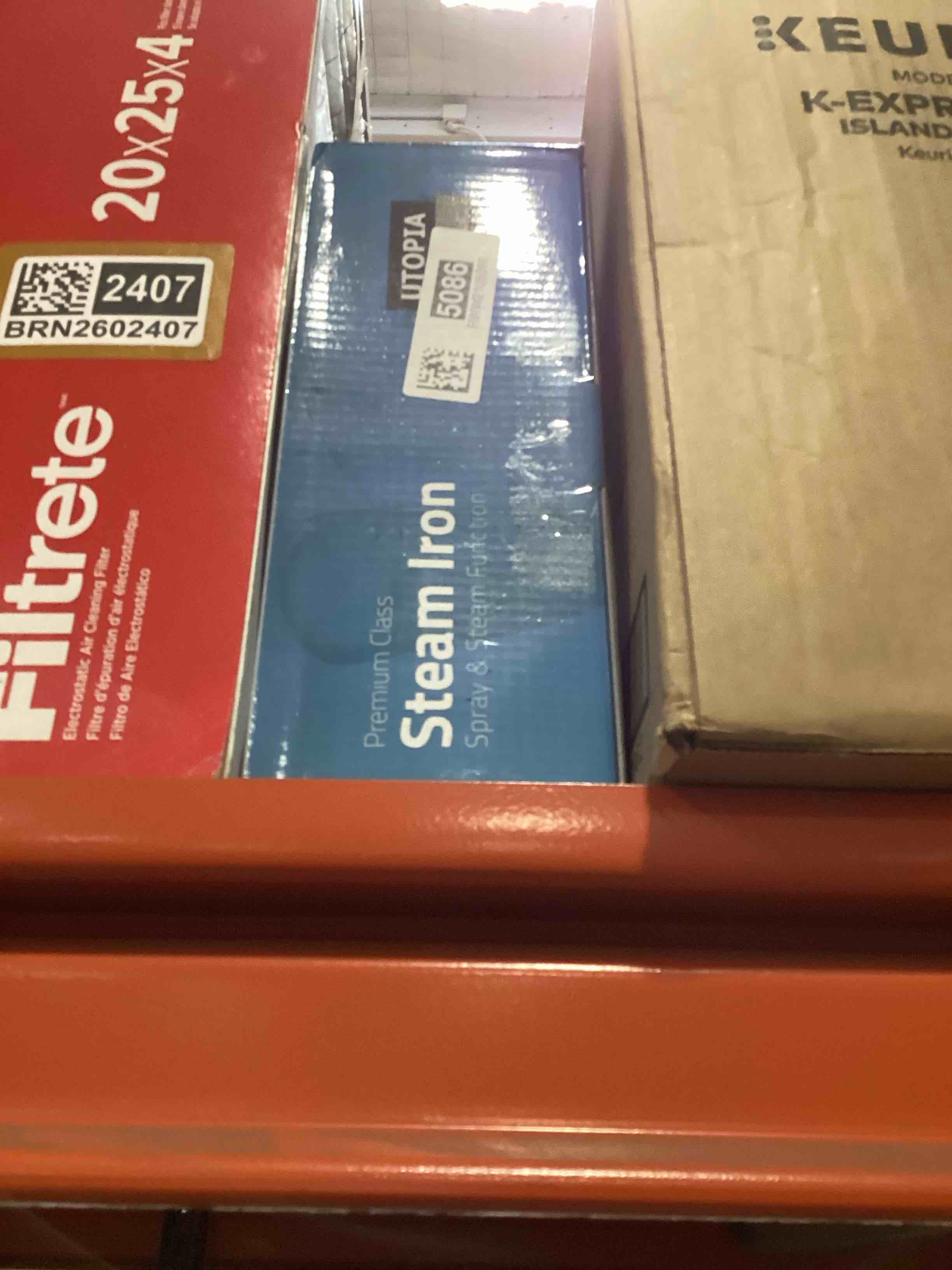 Condition photo showing New/Like New for Home Steam Iron for Clothes - Non-Stick Soleplate - 1200W Clothes Iron - Textile Iron 2.3 meter Long Cord Adjustable Thermostat Control, Overheat Safety Protection & Variable Steam Control Blue