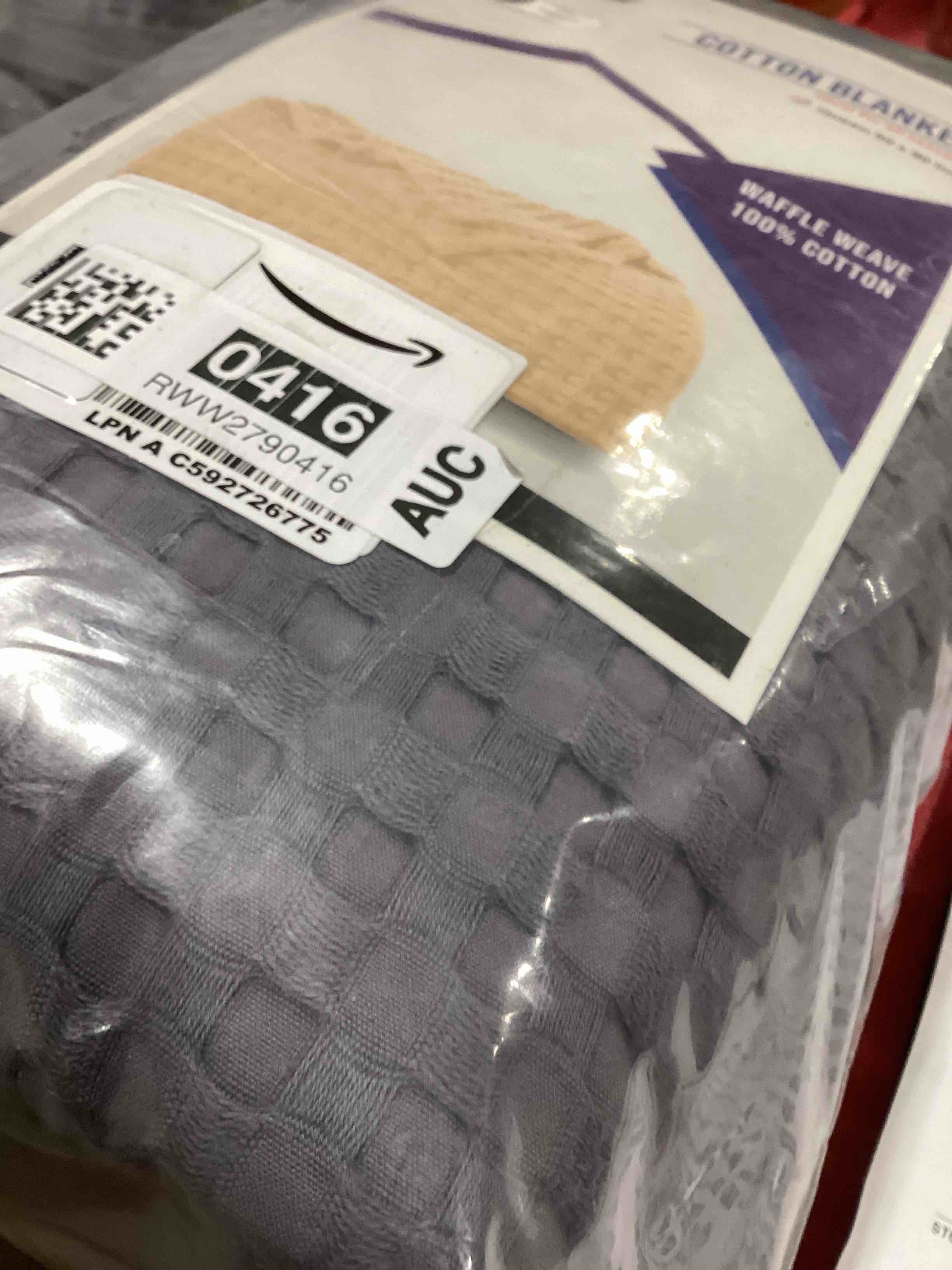 Condition photo showing New/Like New for Bedding Charcoal 100% Cotton Waffle Blanket 300 GSM [Queen - 90x90 Inch] Soft Lightweight Breathable Bed Blanket for All Season