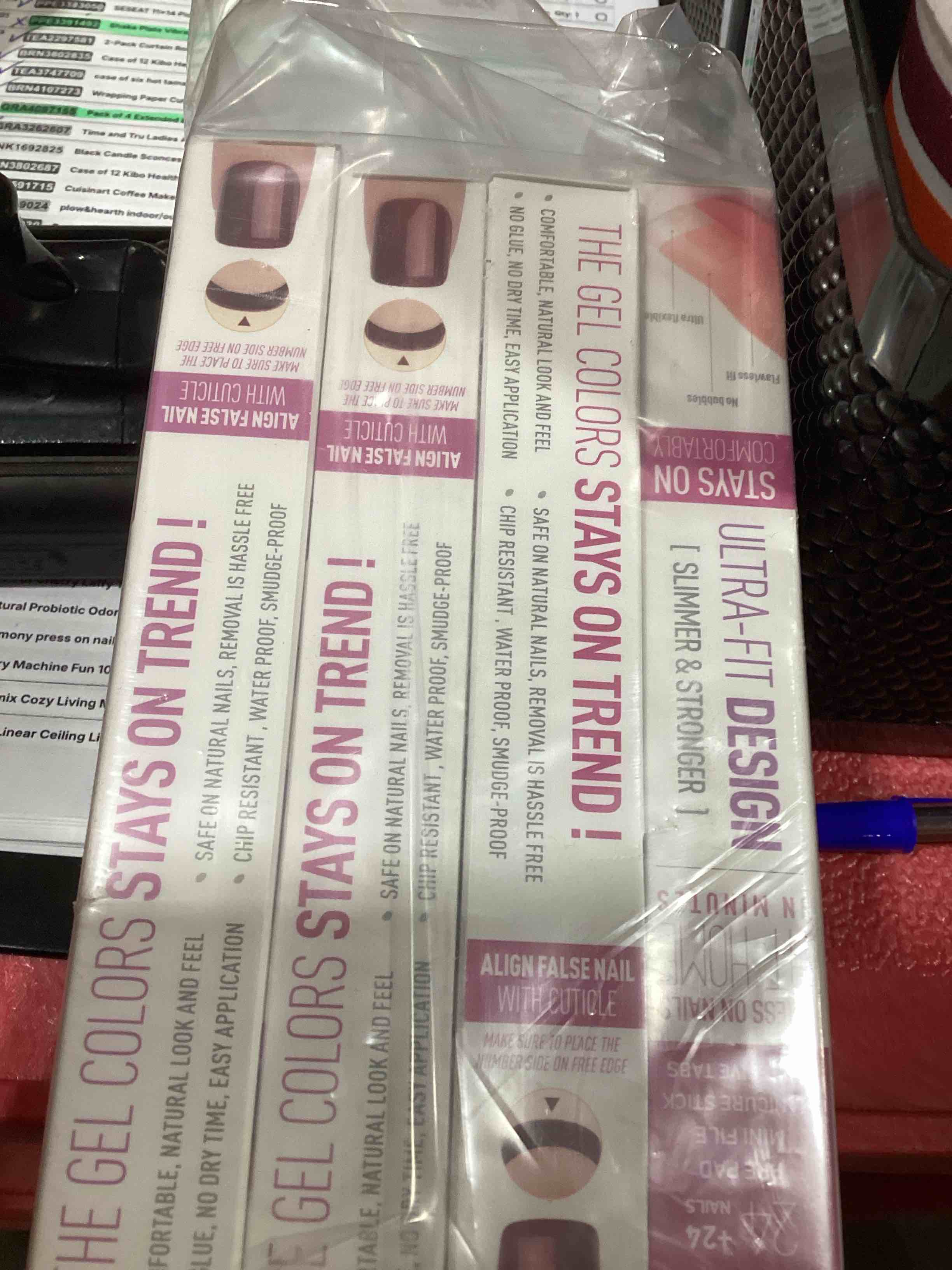 Condition photo showing New/Like New for lot of 4 vamony press on nails 