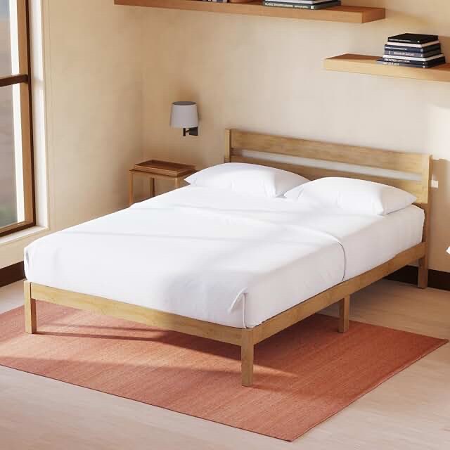 Condition photo showing As Is for modern bed frame solid wood platform bed frame wooden bed frame no need box spring