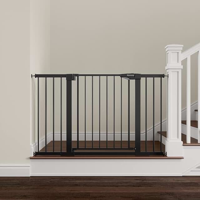 Condition photo showing As Is for malier indoor dog gate with door, 26-41" extra wide full metal pet gate short dog gate for stairs, p