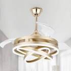 Brynnly 42" Retractable DC Motor Ceiling Fan with LED Lights, Remote 3-Color 6-Speed