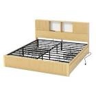 bed frame with bookcase headboard & 4 removeable drawers, modern wood platform bed with charging station, fluted panel bed frame for bedroom, home office